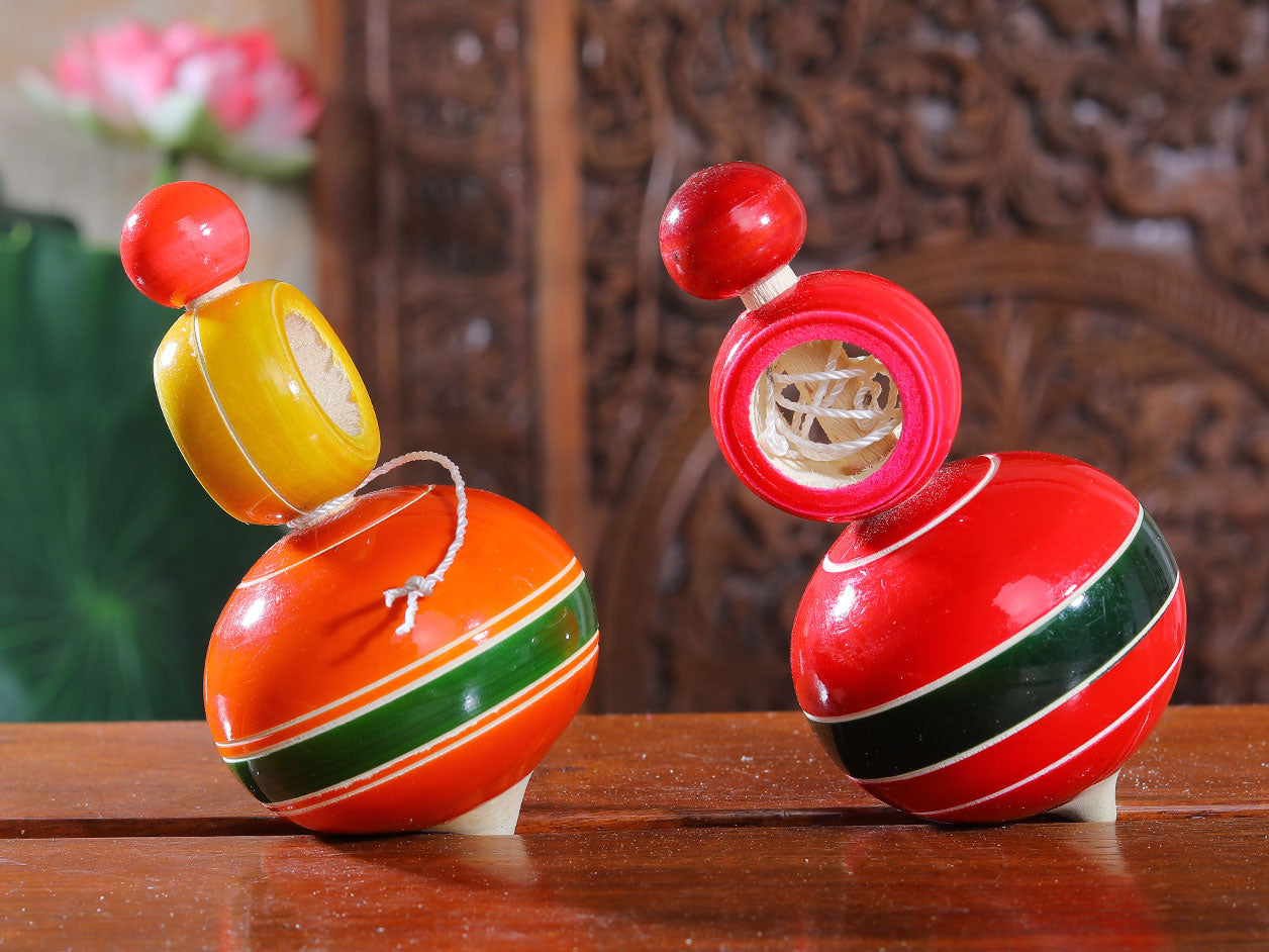  Channapatna Wooden Set Of 2 Round Top 