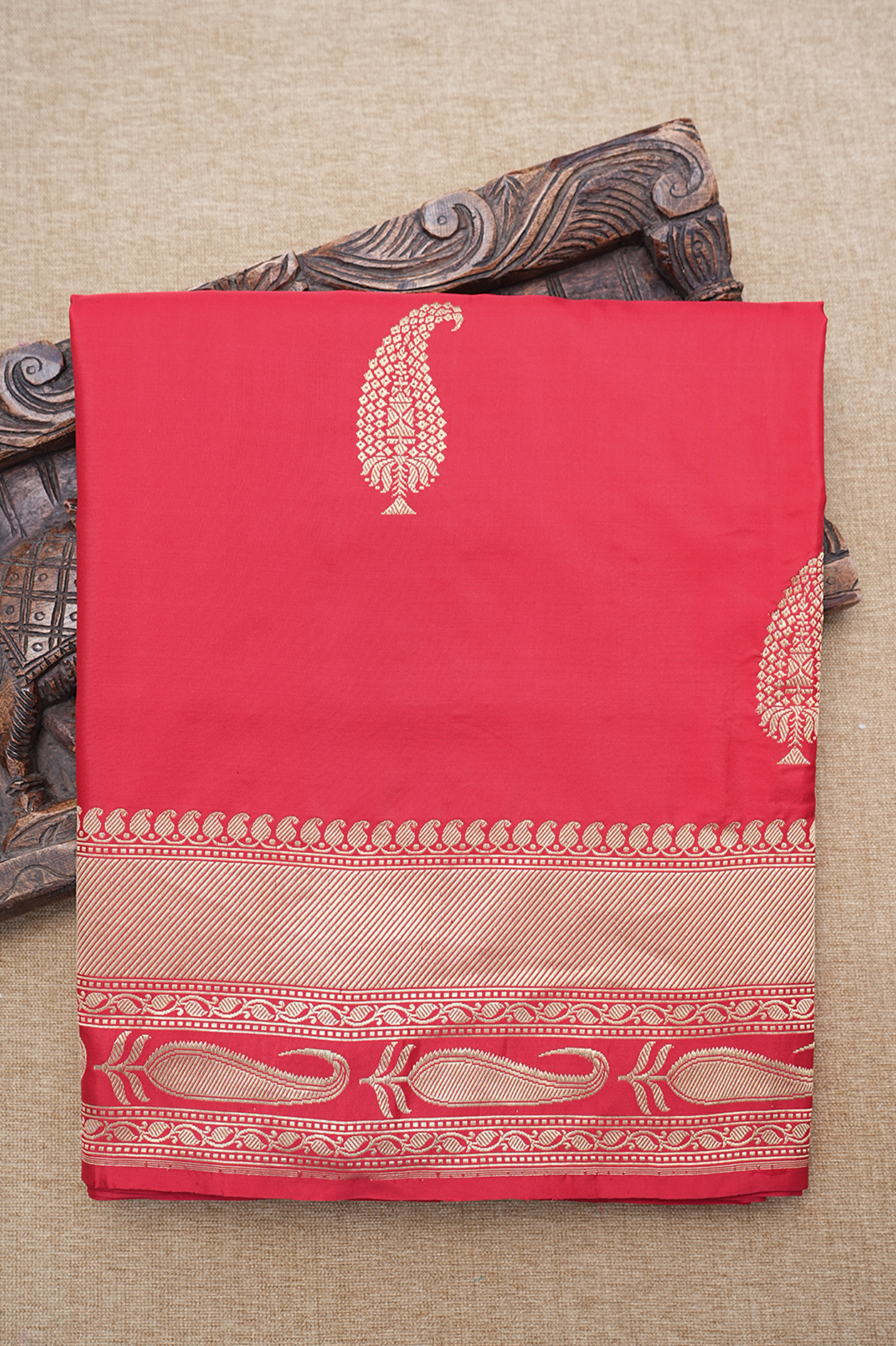  Paisley Buttas Chilli Red Banarasi Silk Saree 