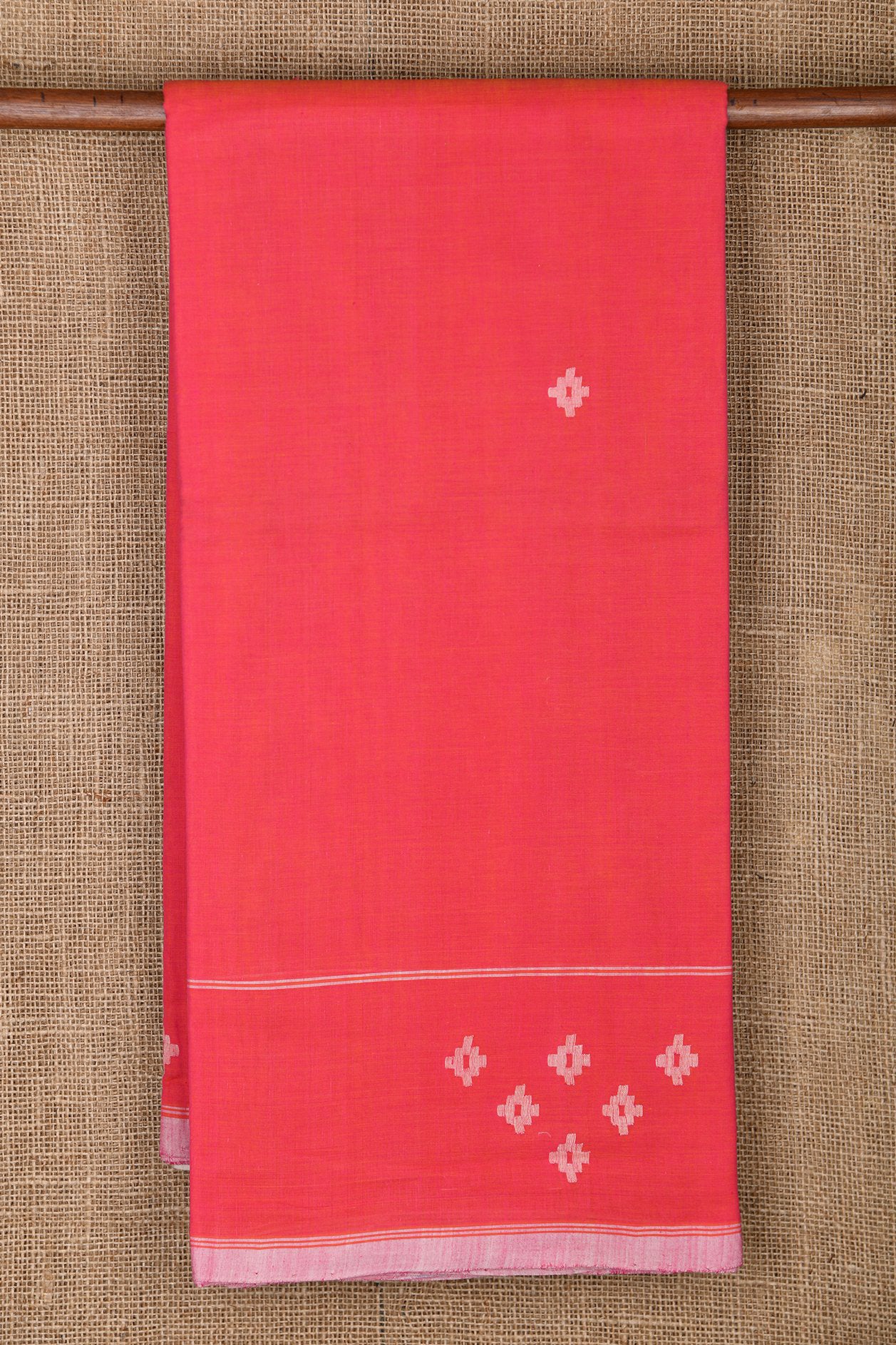  Diamond Buttis Watermelon Pink Hand Spun Cotton Saree 