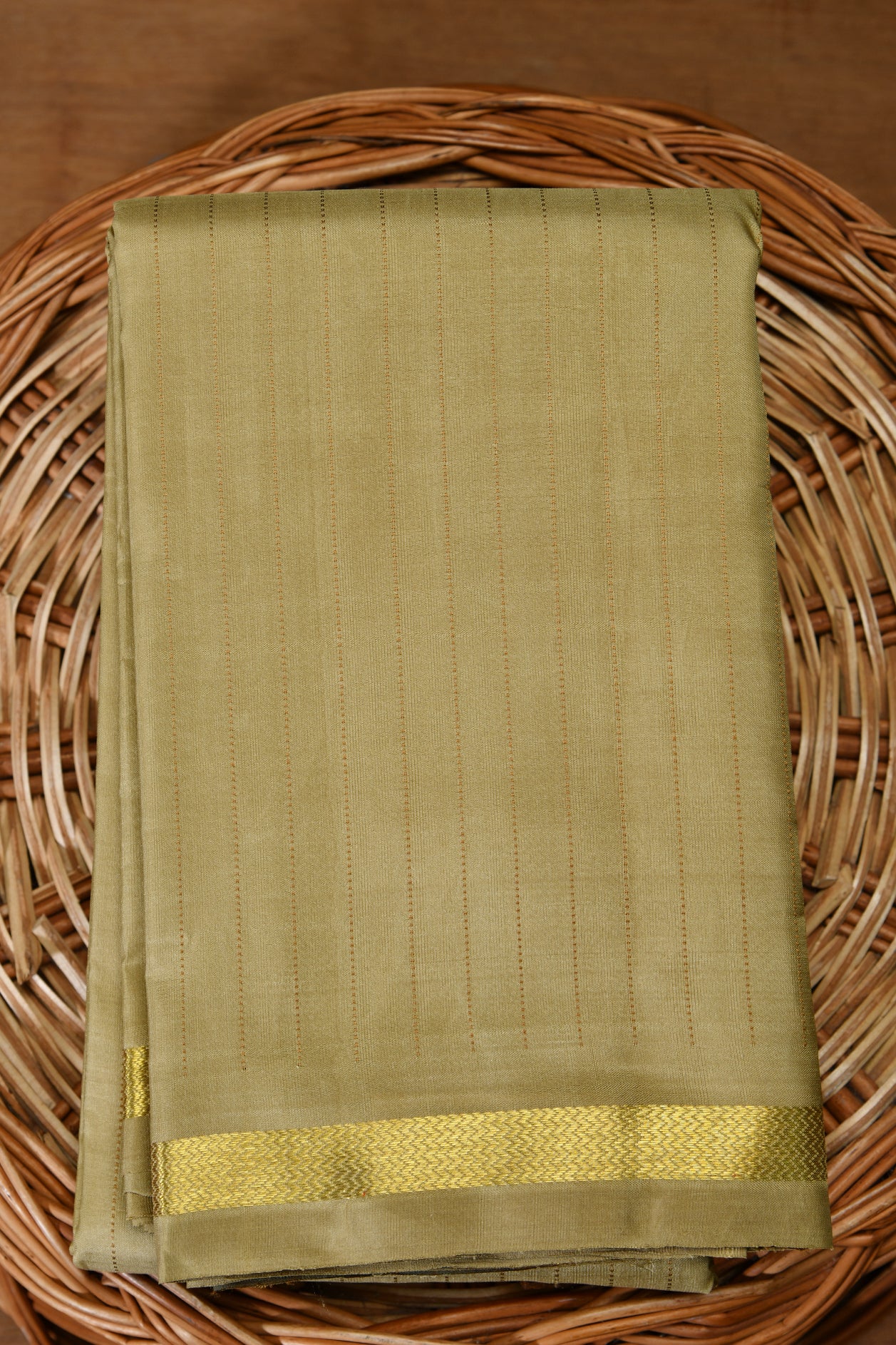  Zari Lines Khaki Kanchipuram Silk Saree 