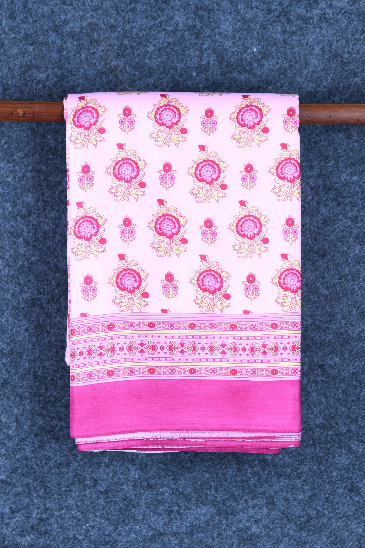  Floral Design Pastel Pink Printed Silk Saree 