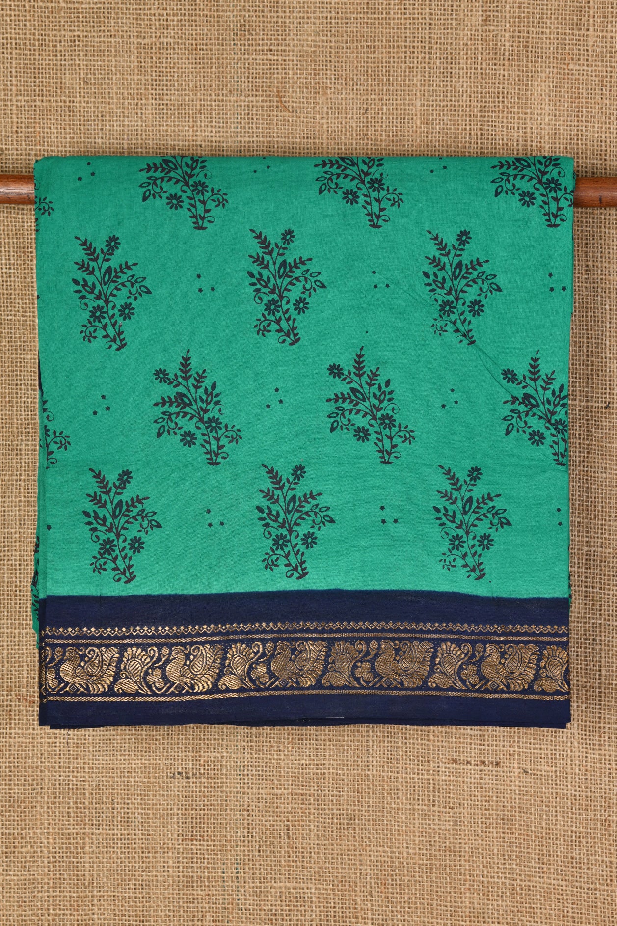  Floral Motif Blue Sungudi Cotton Saree 