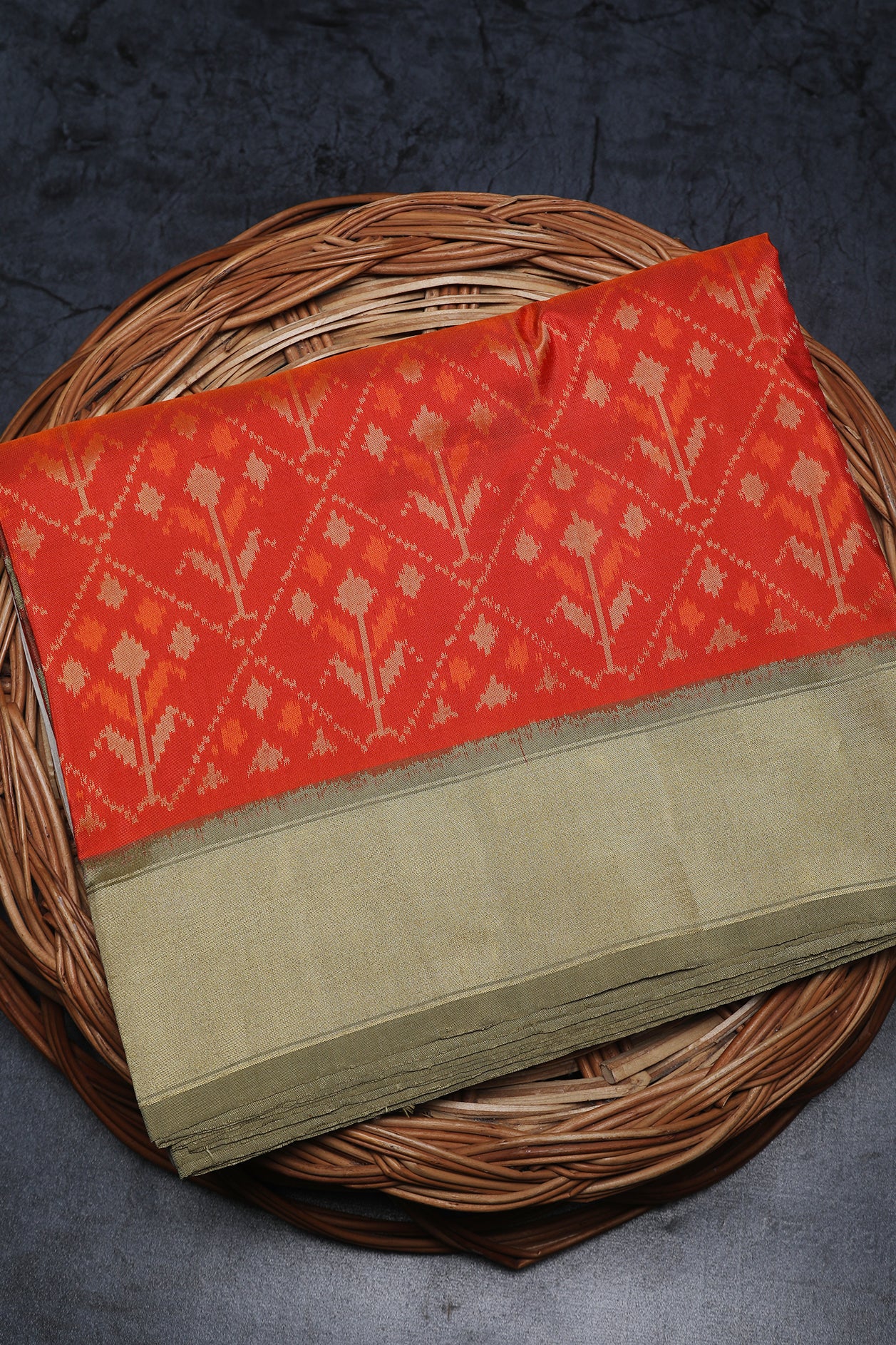  Geometric Design Red Pochampally Silk Saree 