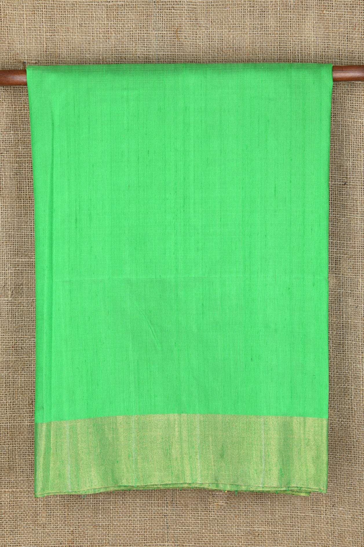  Parrot Green Plain Raw Silk Saree 