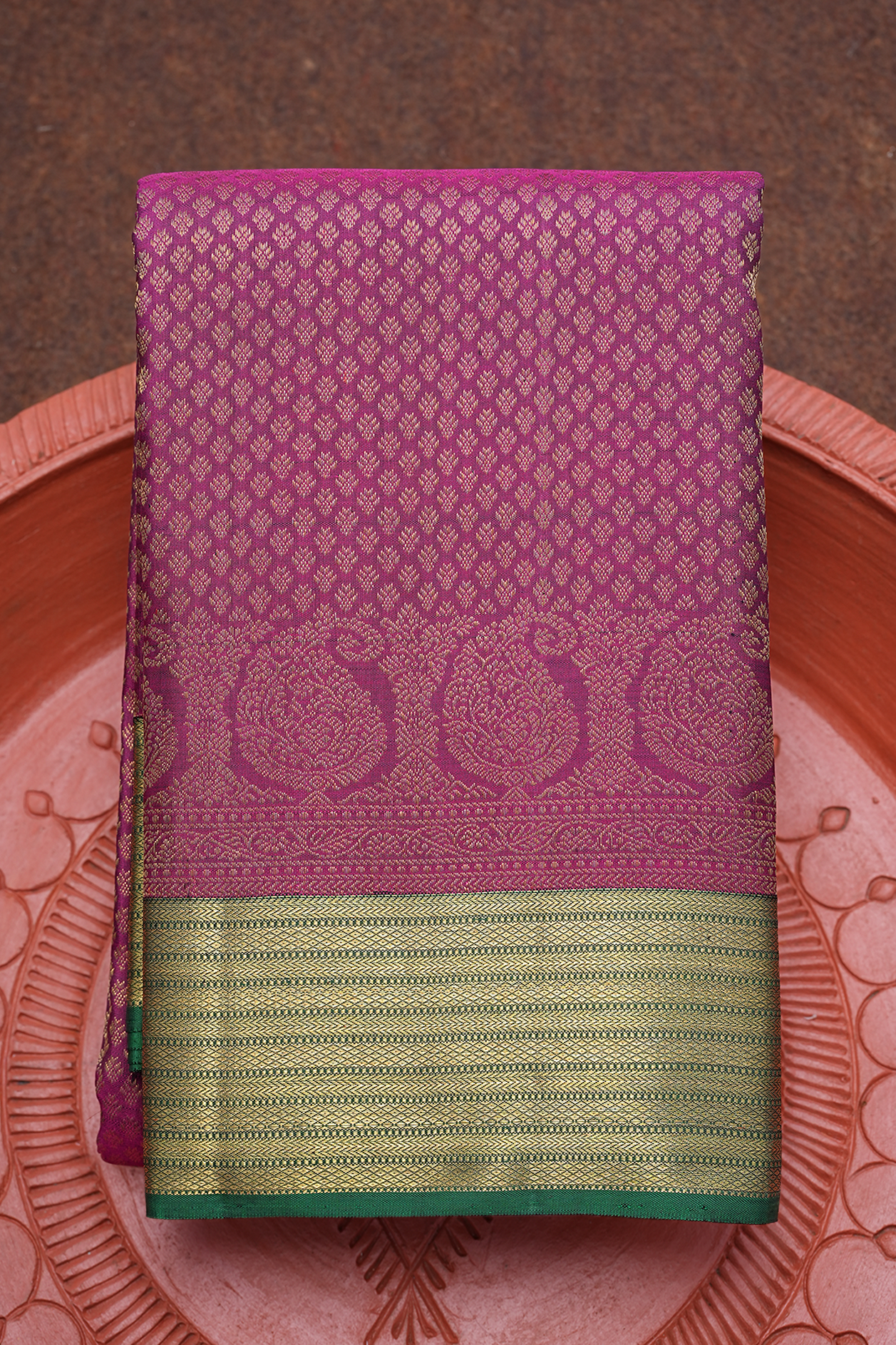  Zari Border In Brocade Berry Purple Kanchipuram Silk Saree 