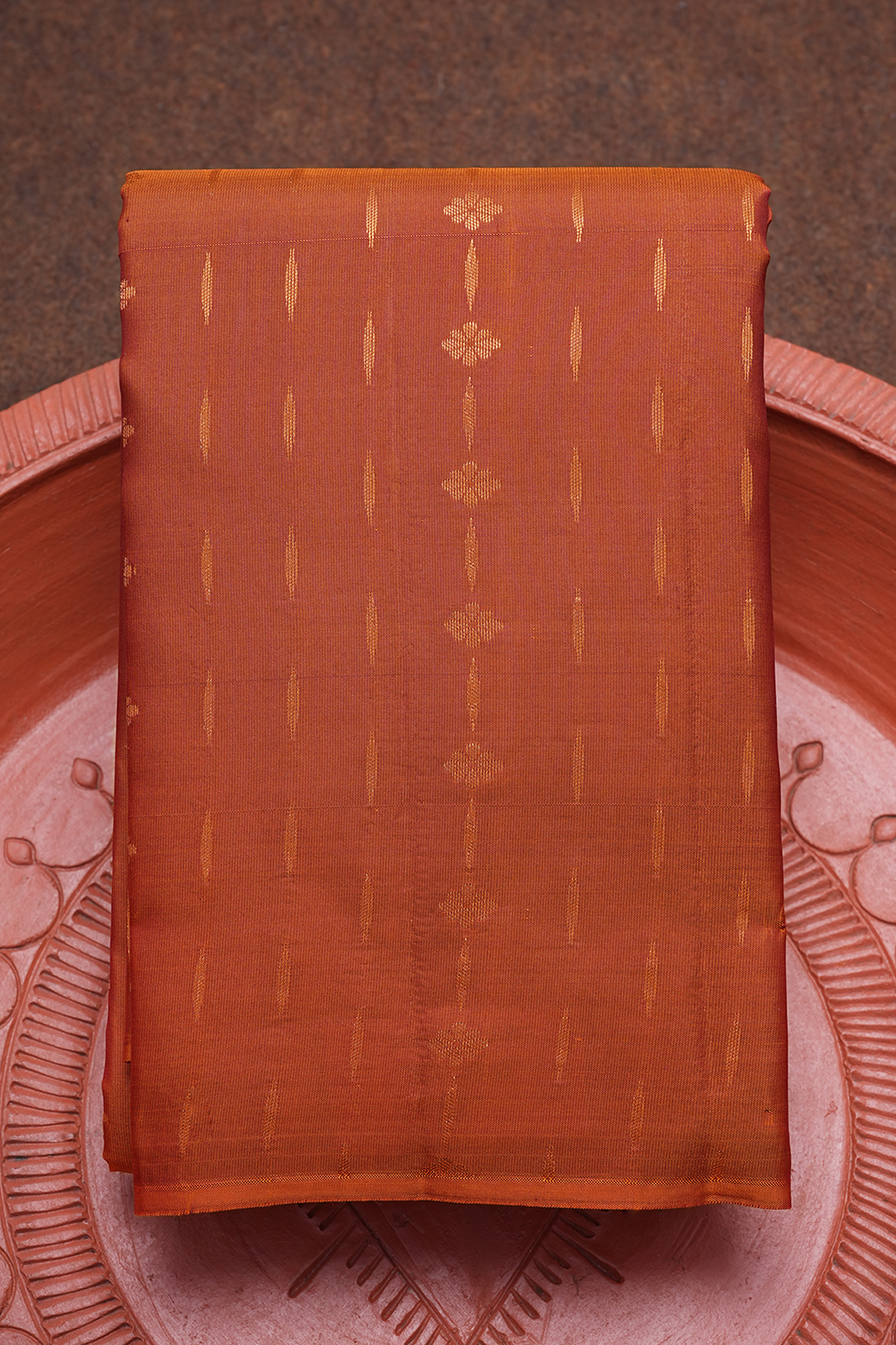  Stripes And Floral Buttas Saddle Brown Kanchipuram Silk Saree 