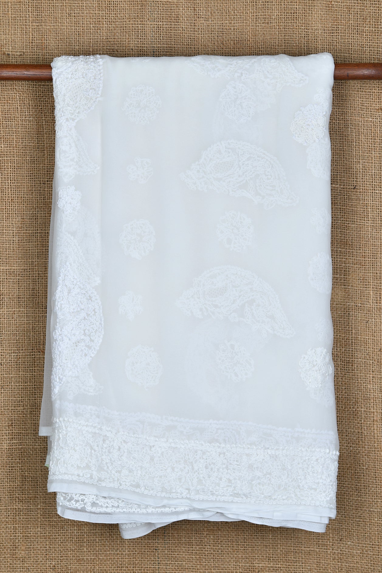  Lucknow Woven White Chikankari Saree 