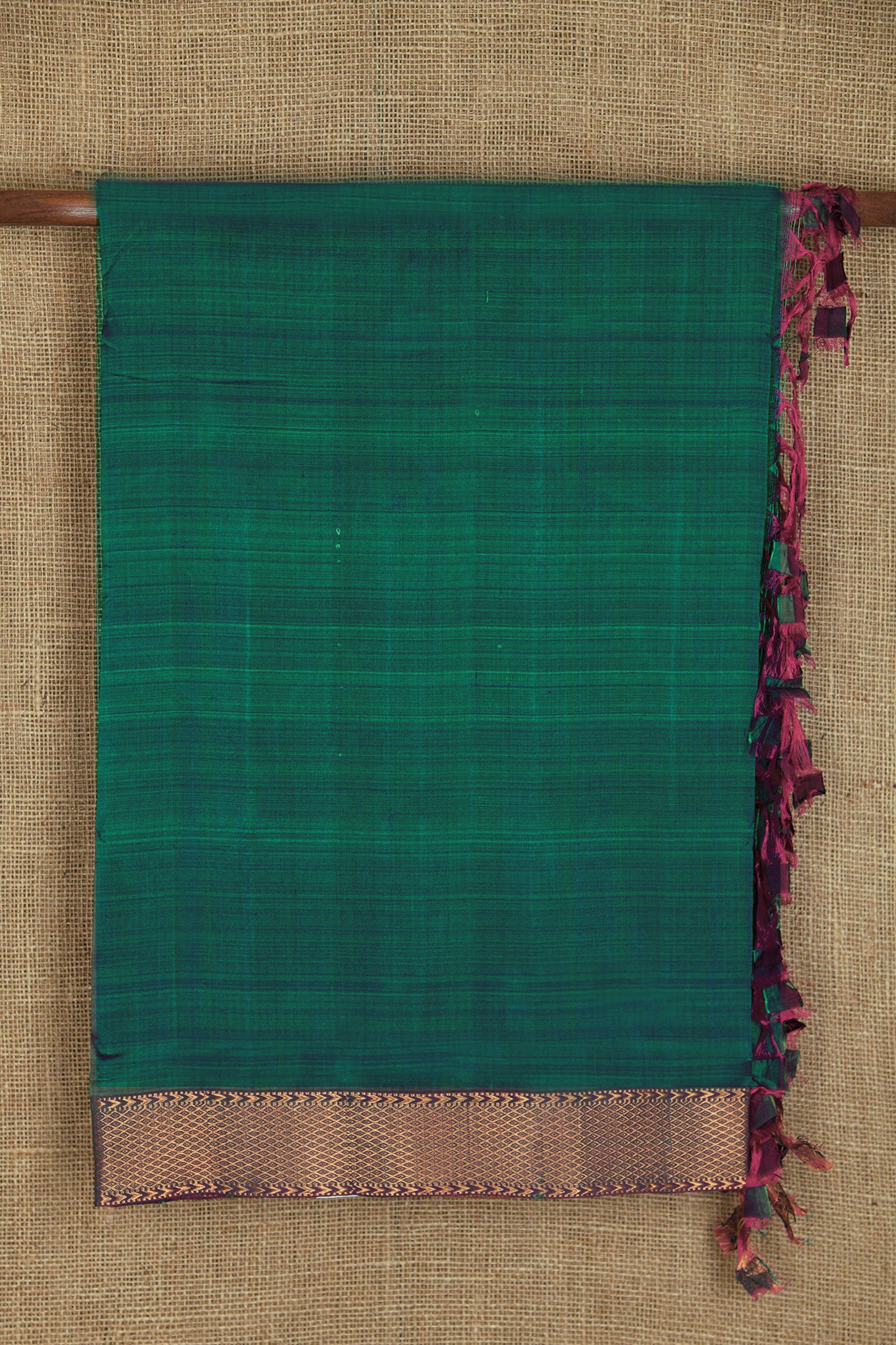  Mayilkan Zari Border In Plain Peacock Green Mangalagiri Silk Saree 