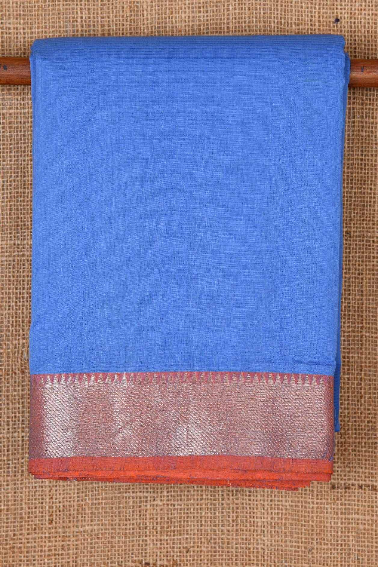  Temple Border Sky Blue Mangalagiri Cotton Saree 