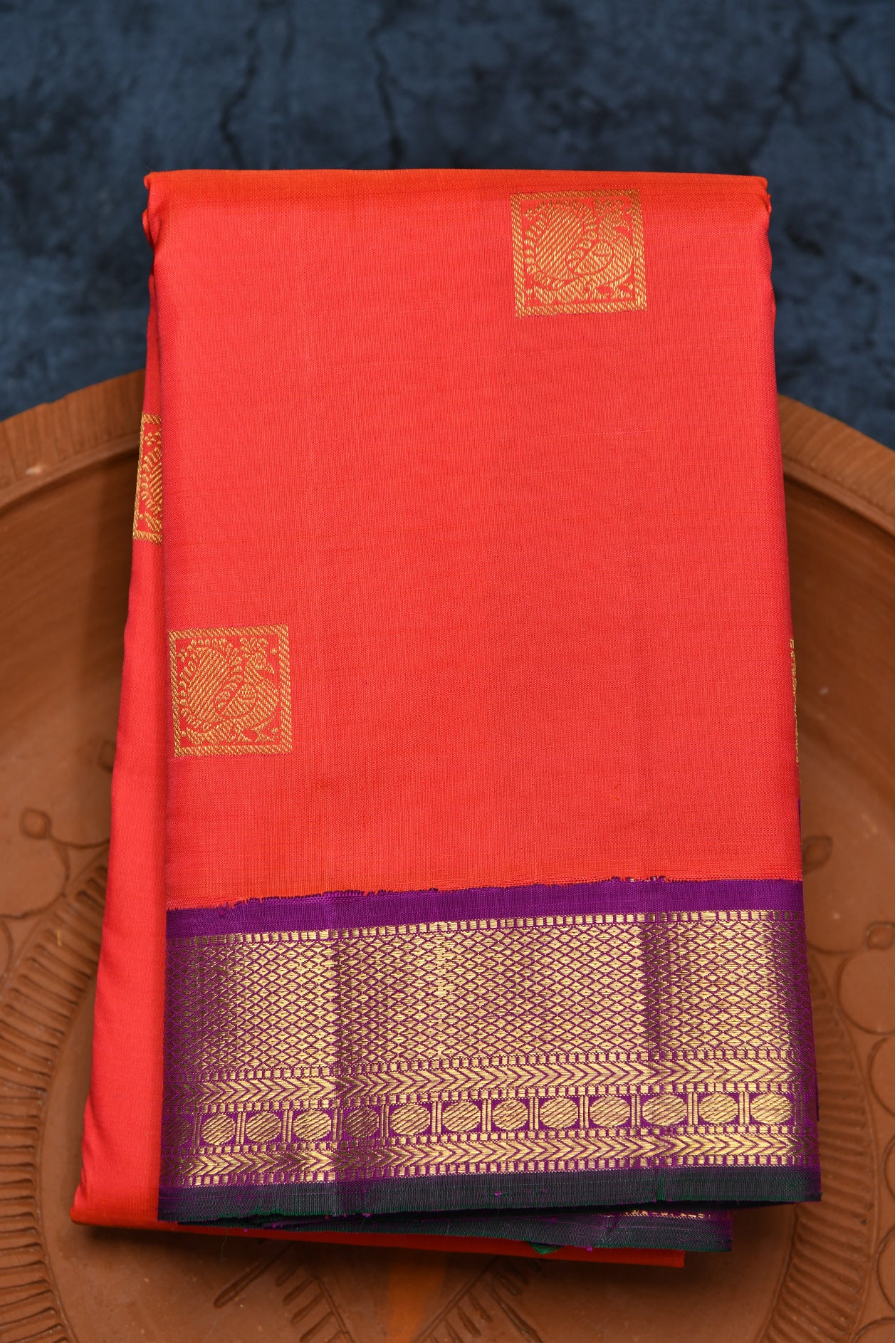  Korvai Violet Border Annam Butta Punch Pink Kanchipuram Silk Saree 