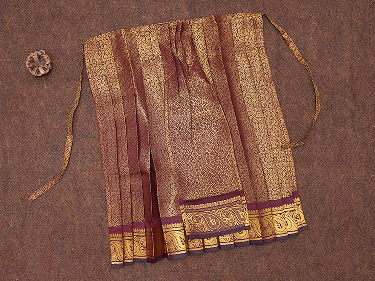  Jacquard Design Maroon Semi Banaras Amman Pavadai Set 