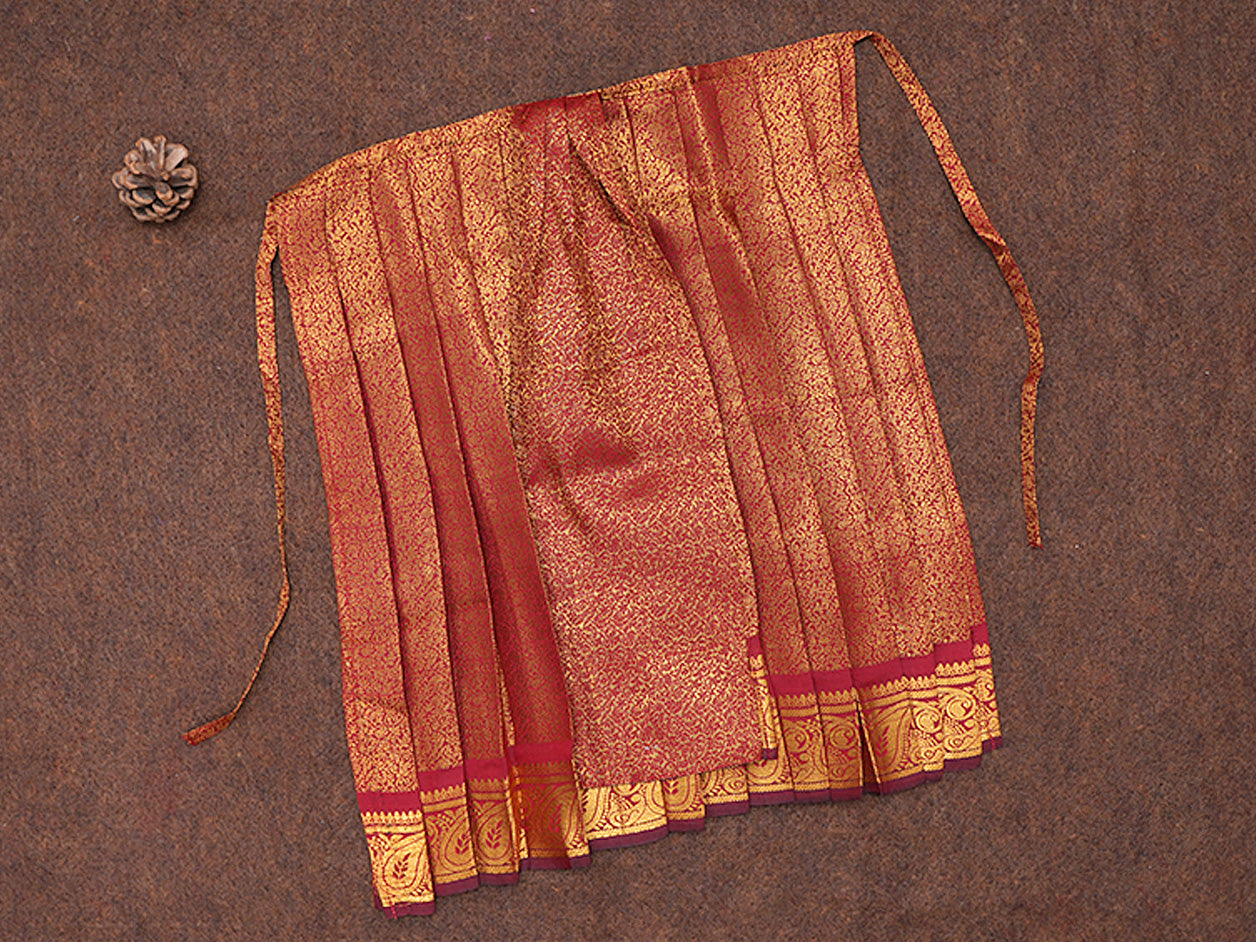  Jacquard Design Crimson Red Semi Banaras Amman Pavadai Set 