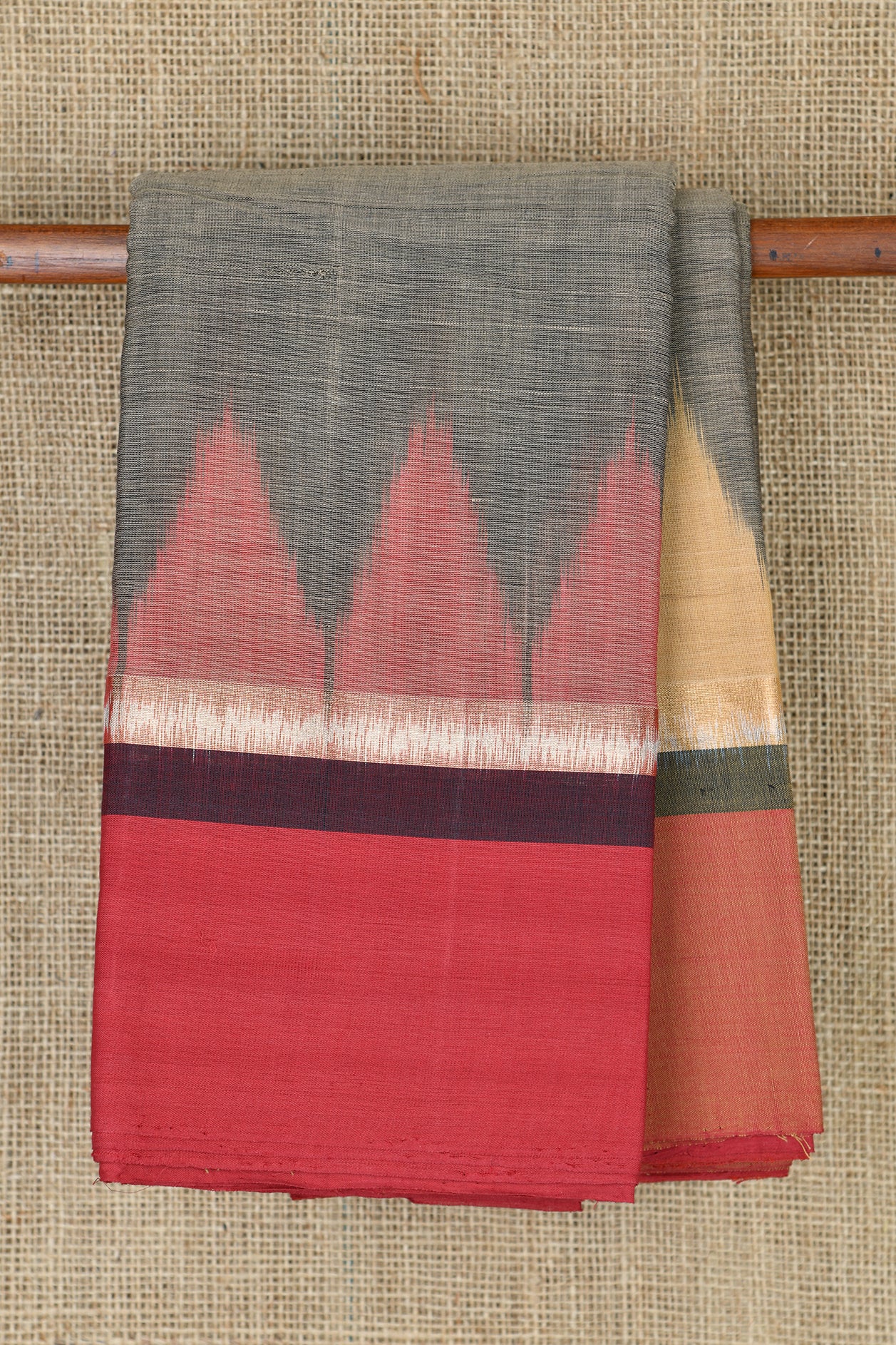  Ganga Jamuna Temple Border Grey Kanchi Cotton Saree 