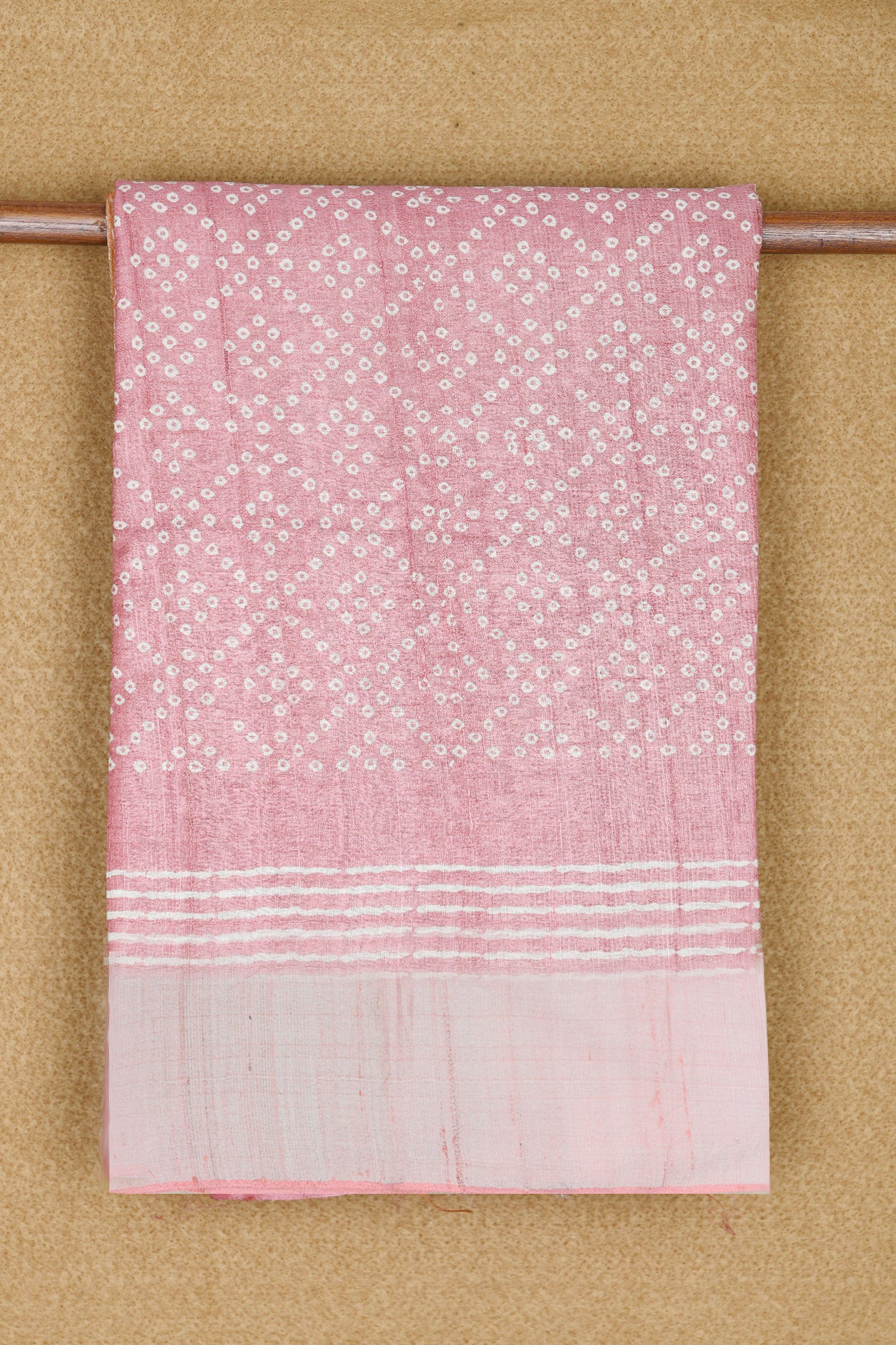  Bandhani Design With Bavanchi Border Soft Pink Tussar Saree 