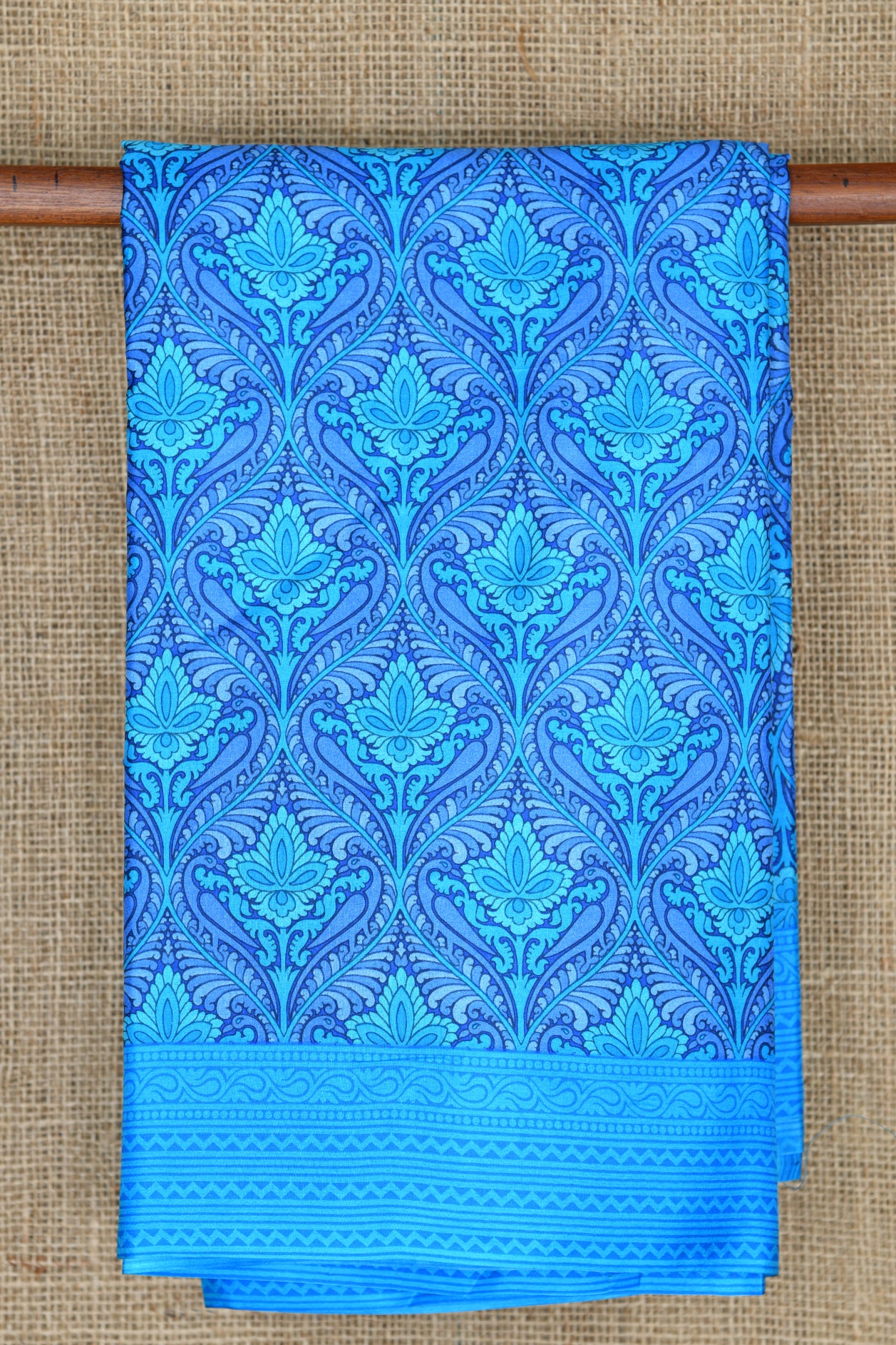  Floral Design Blue Printed Silk Saree 