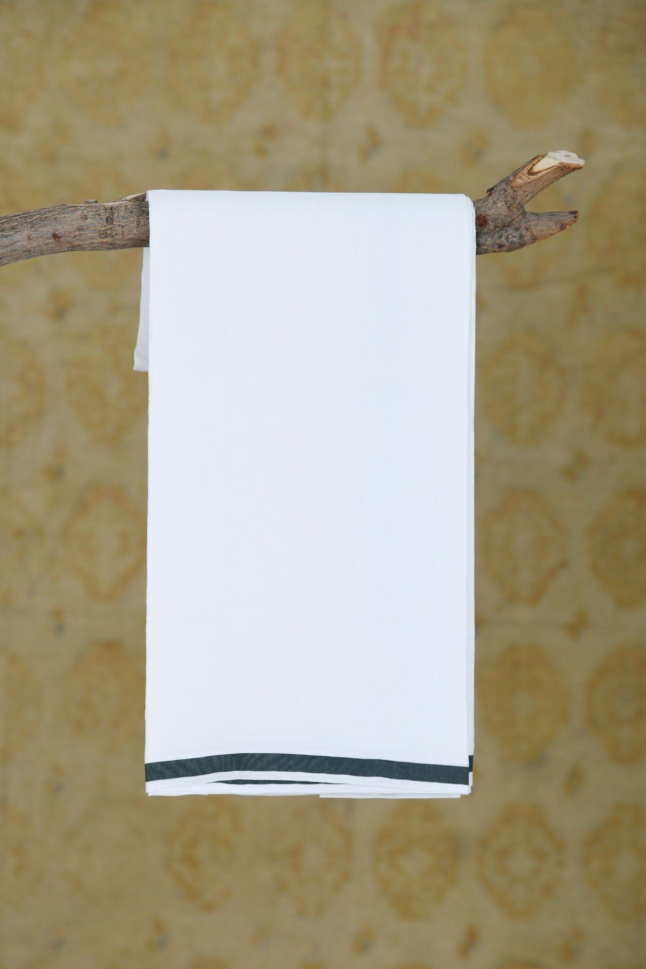  Small Contrast Border In Plain White Cotton Dhoti 