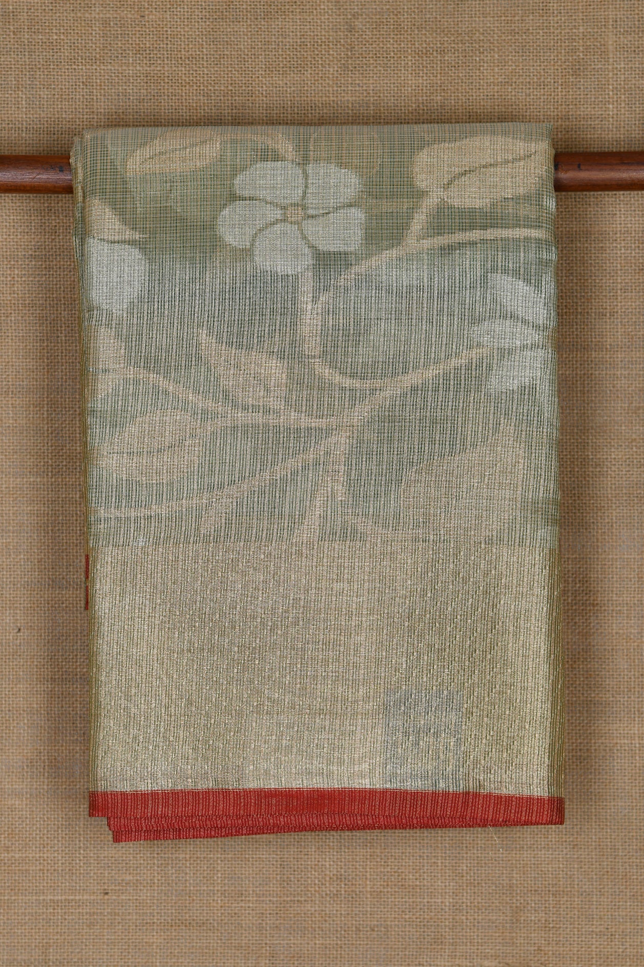  Big Border With Floral Creeper Design Pastel Green Semi Banaras Silk Saree 