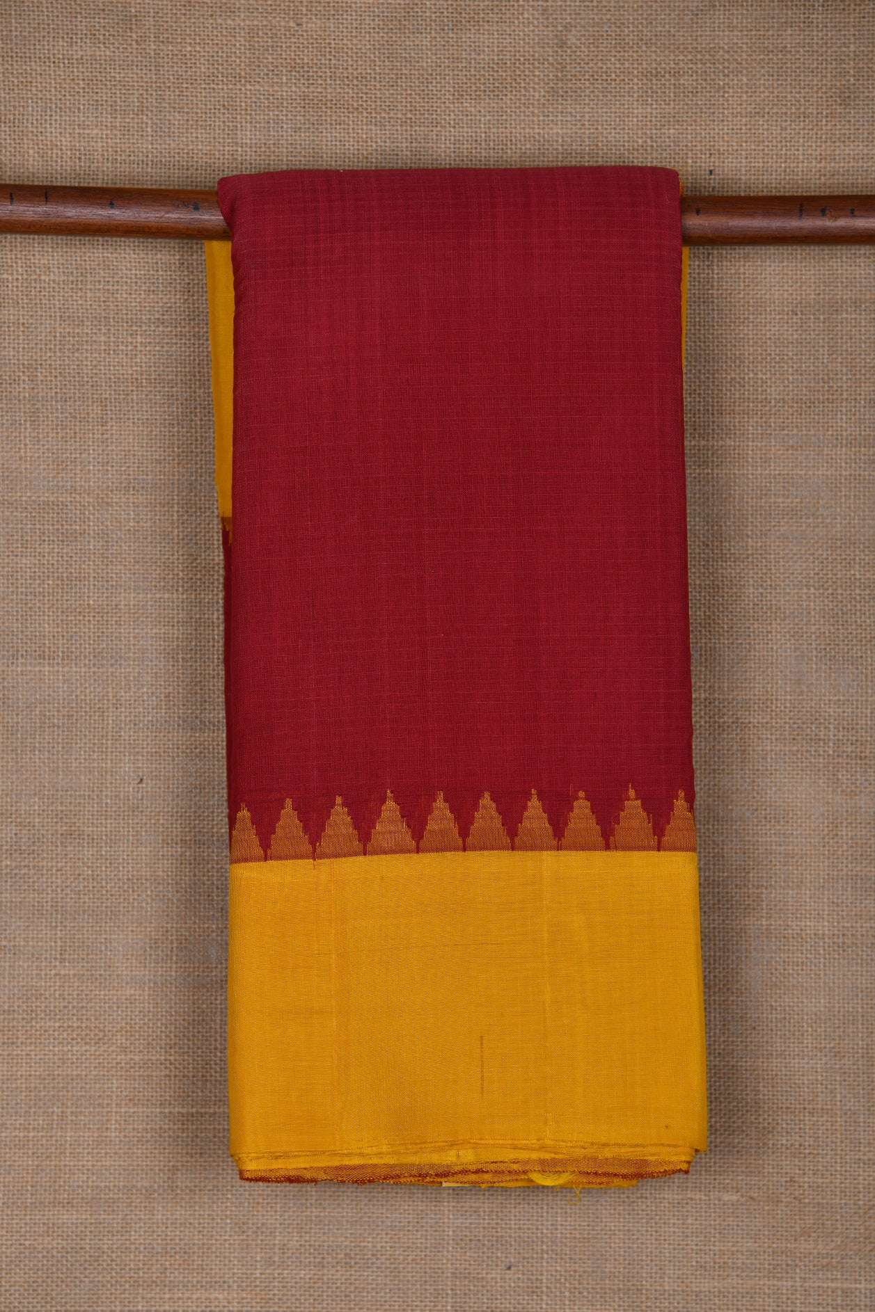  Contrast Border Maroon Gadwal Cotton Saree 