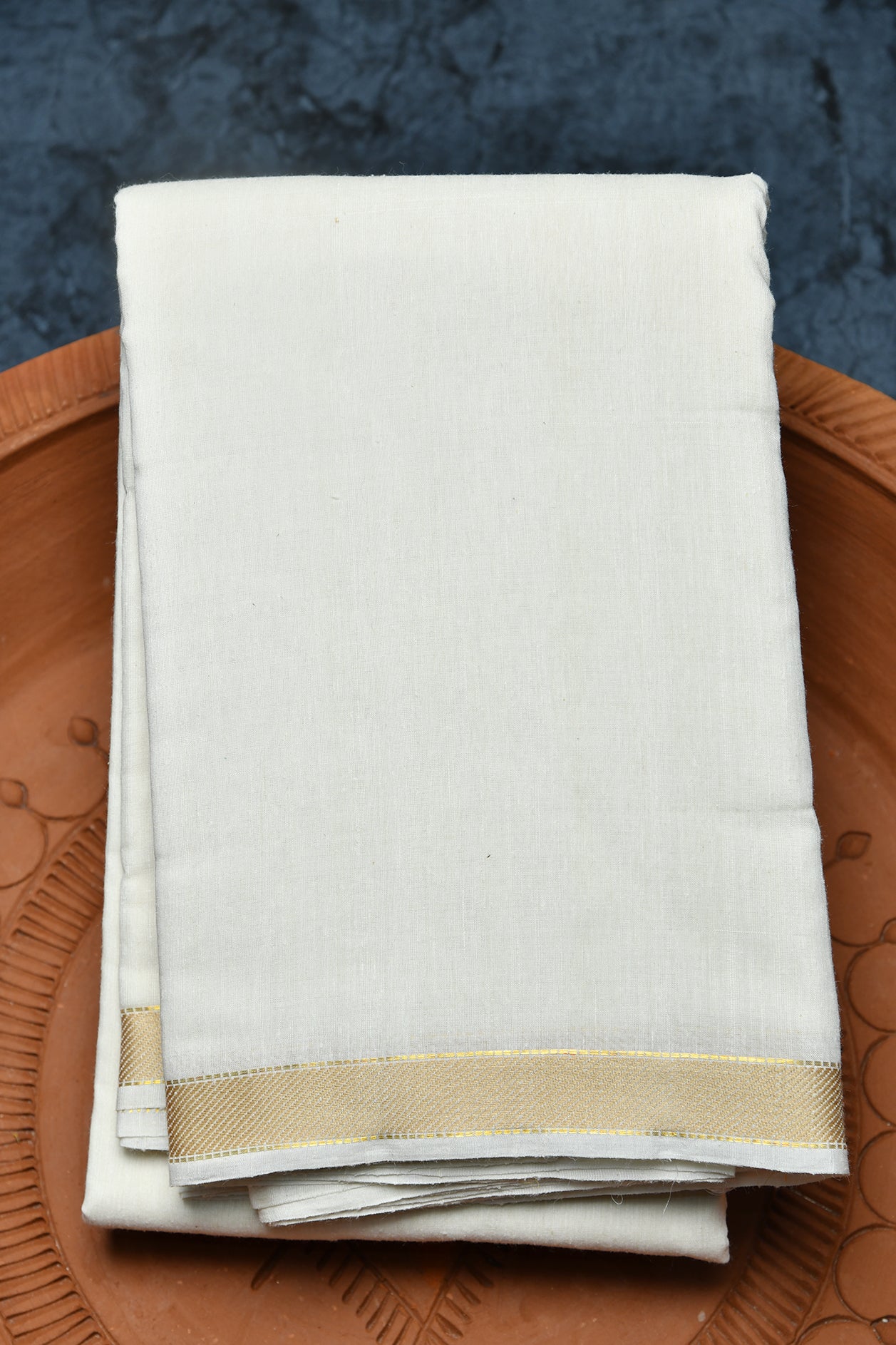  Small Zari Border In Plain Off White Eri Silk Saree 