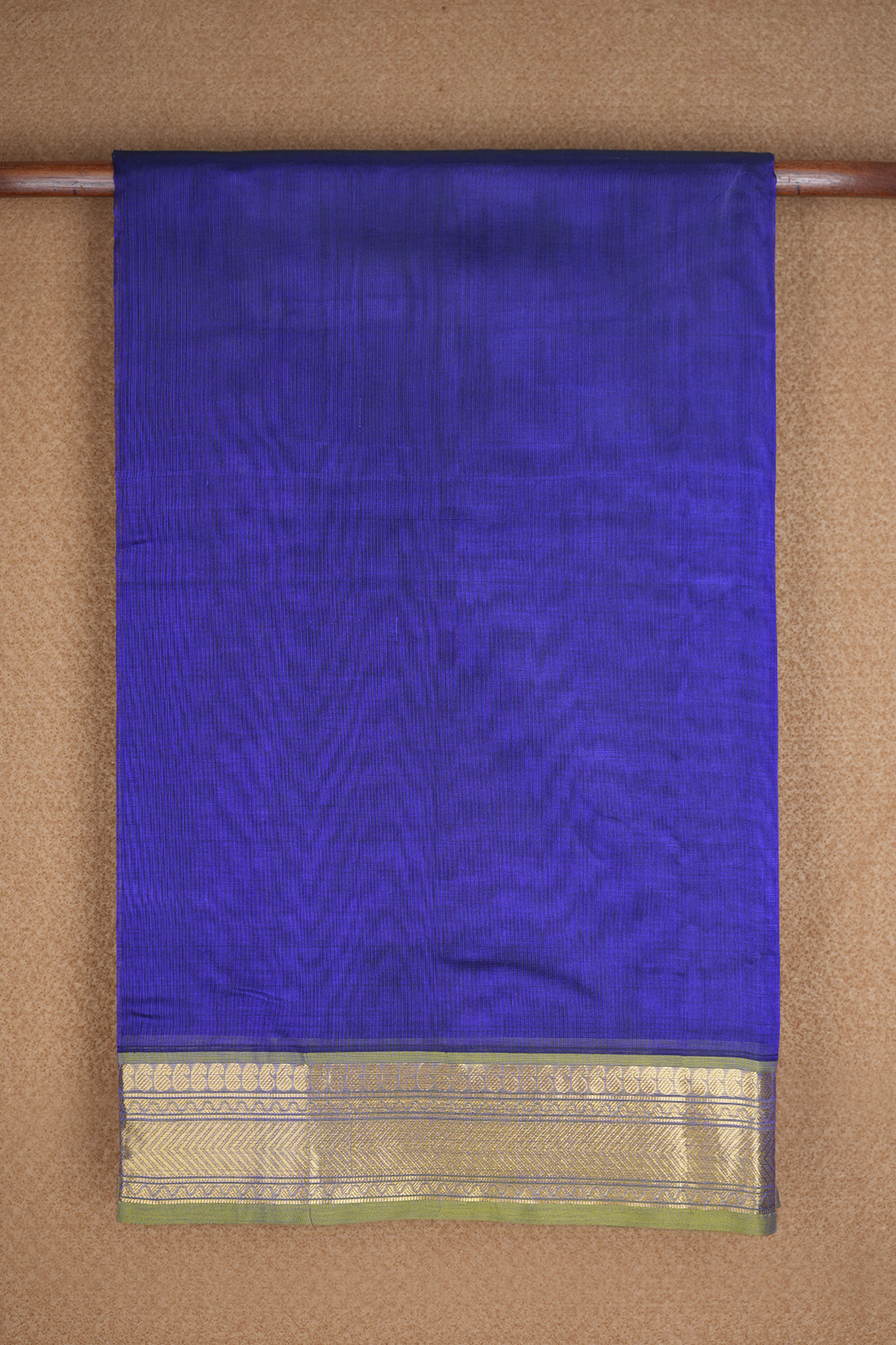  Contrast Zari Border Plain Royal Blue Silk Cotton Saree 