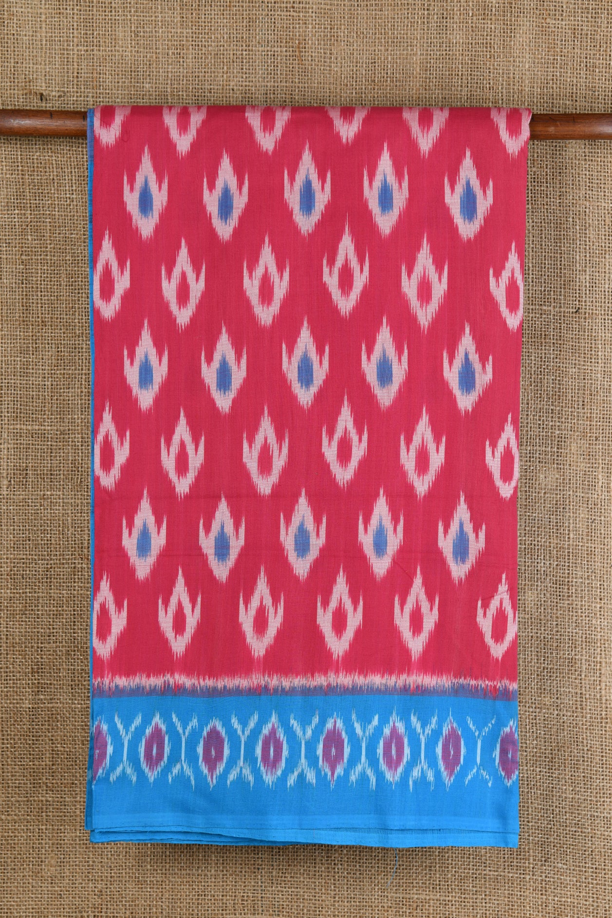  Contrast Border Punch Pink Pochampally Cotton Saree 