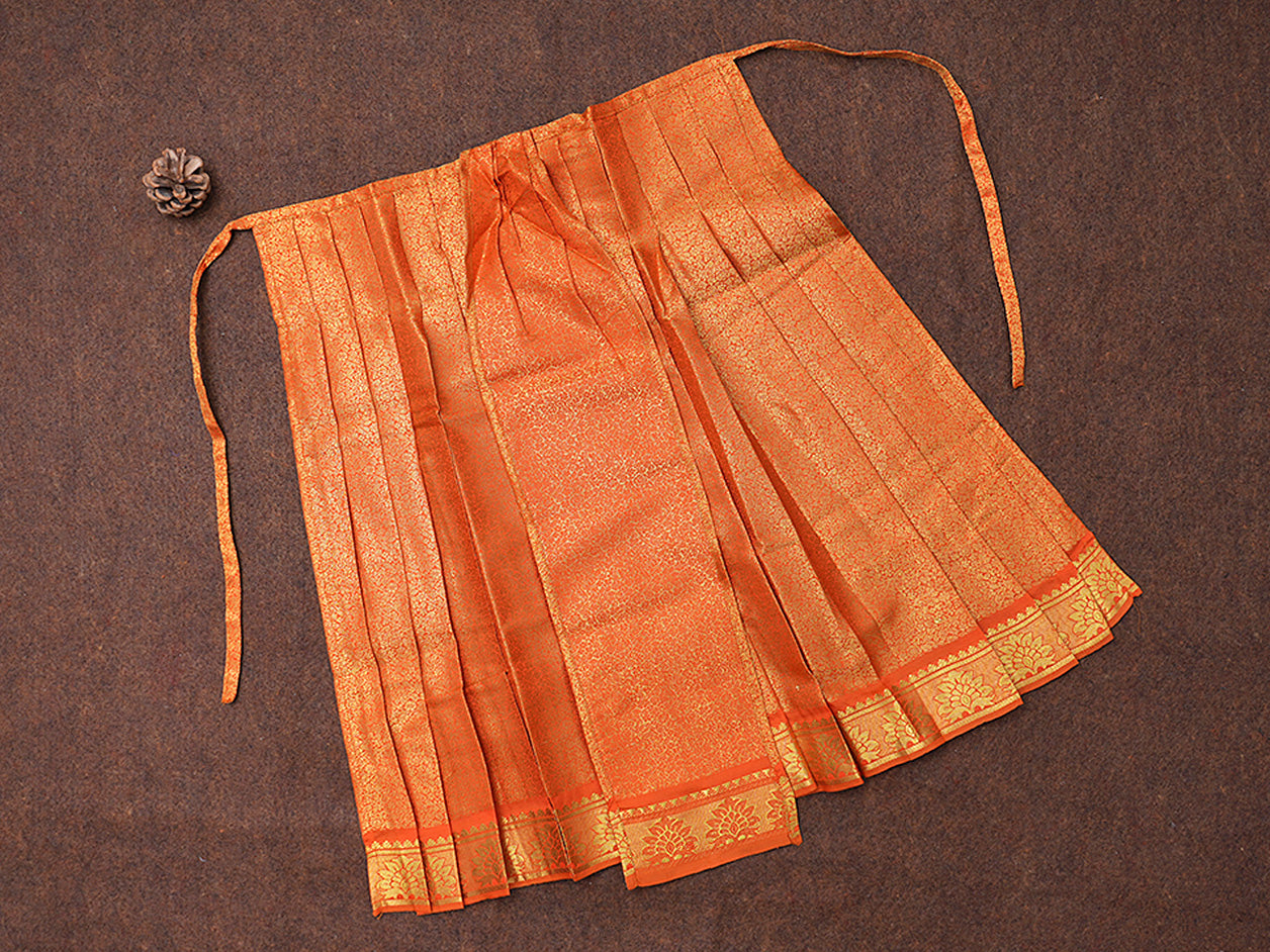  Jacquard Design Orange Semi Banaras Amman Pavadai Set 