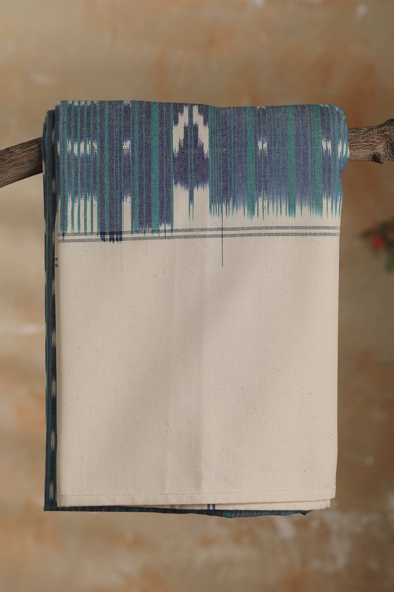  Teal Blue Ikat Single Cotton Bedspread 