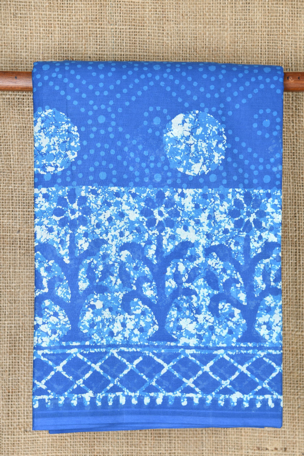  Geometric Design Blue Printed Cotton Saree 