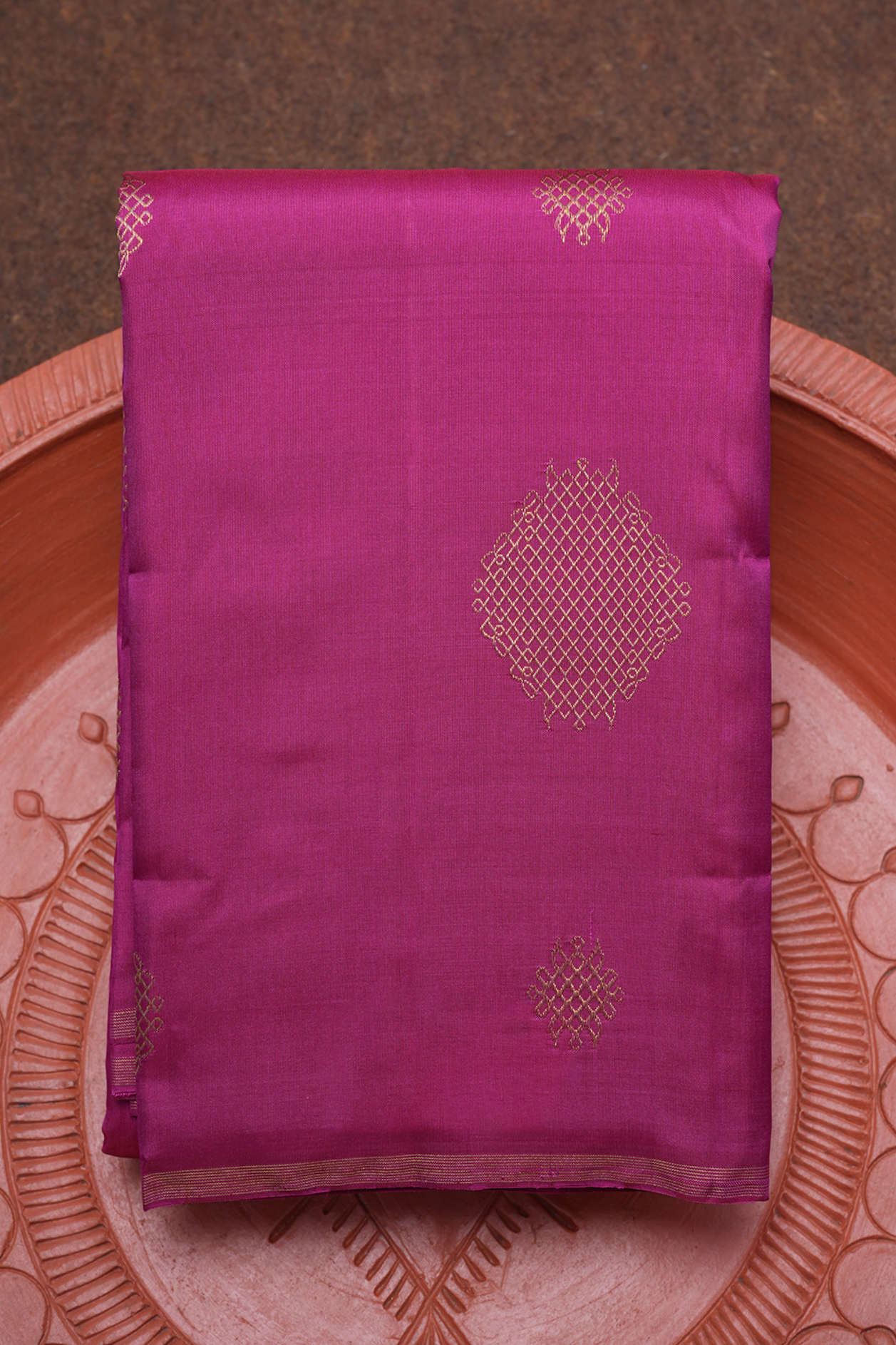  Kolam Design Magenta Kanchipuram Silk Saree 