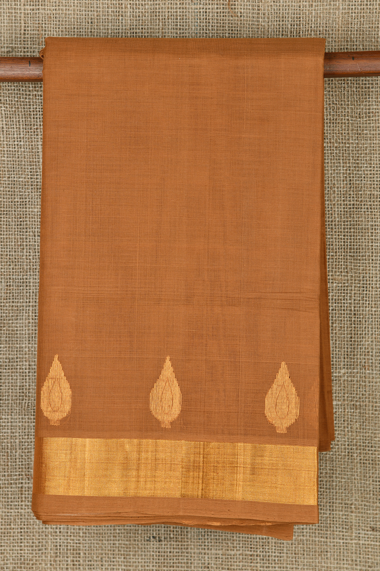  Leaf Motif Brown Venkatagiri Cotton Saree 