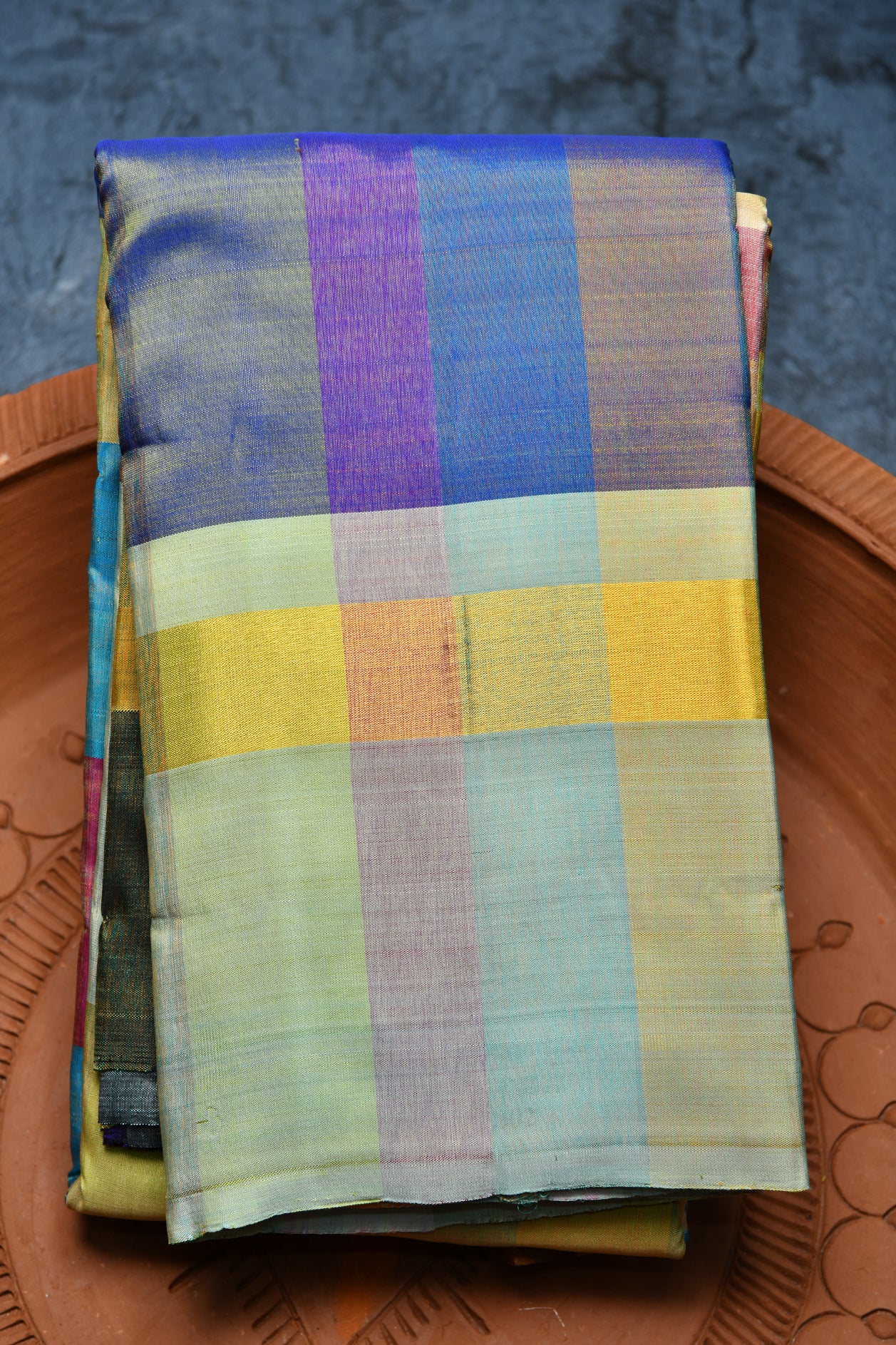  Multicolor Checks Kanchipuram Silk Saree 