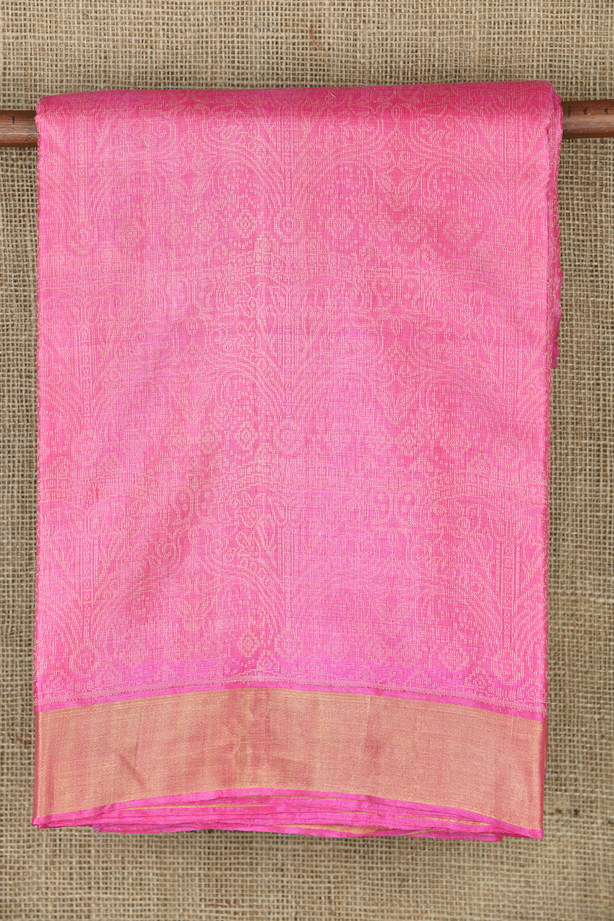  Floral Design Rose Pink Tussar Silk Saree 