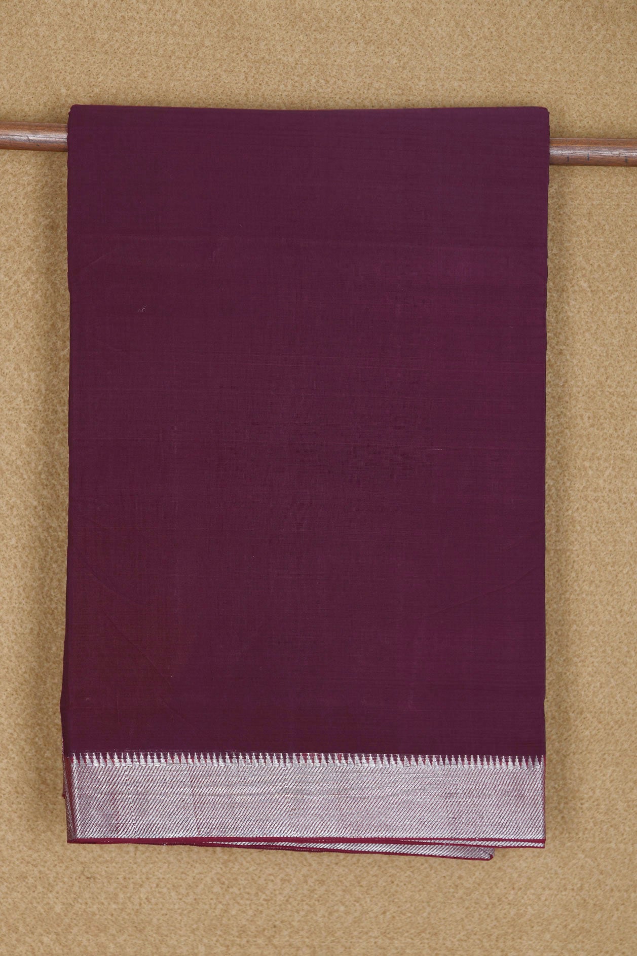  Silver Zari Border In Plain Mulberry Mangalagiri Cotton Saree 