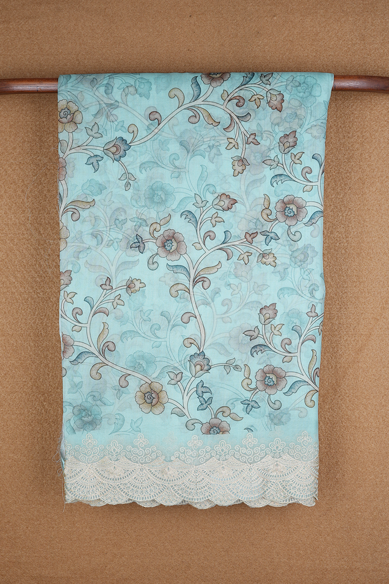  Floral Digital Printed Pastel Blue Organza Silk Saree 