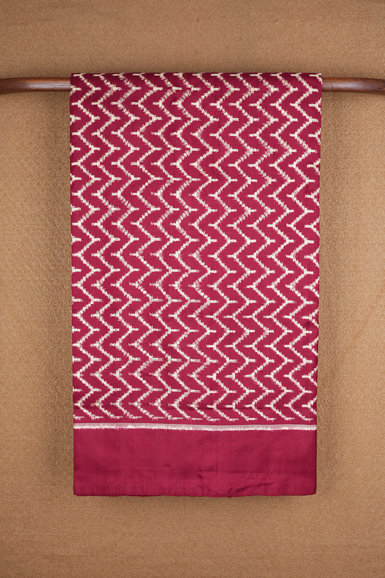  Chevron Design Hibiscus Red Pochampally Silk Saree 