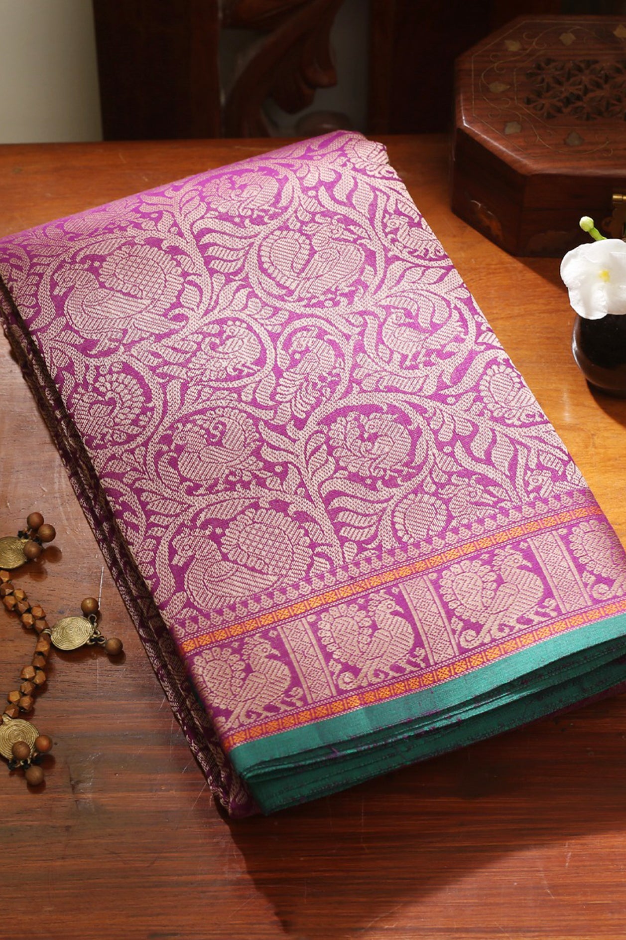  Vanasingaram Design Brinjal Purple Coimbatore Cotton Saree 