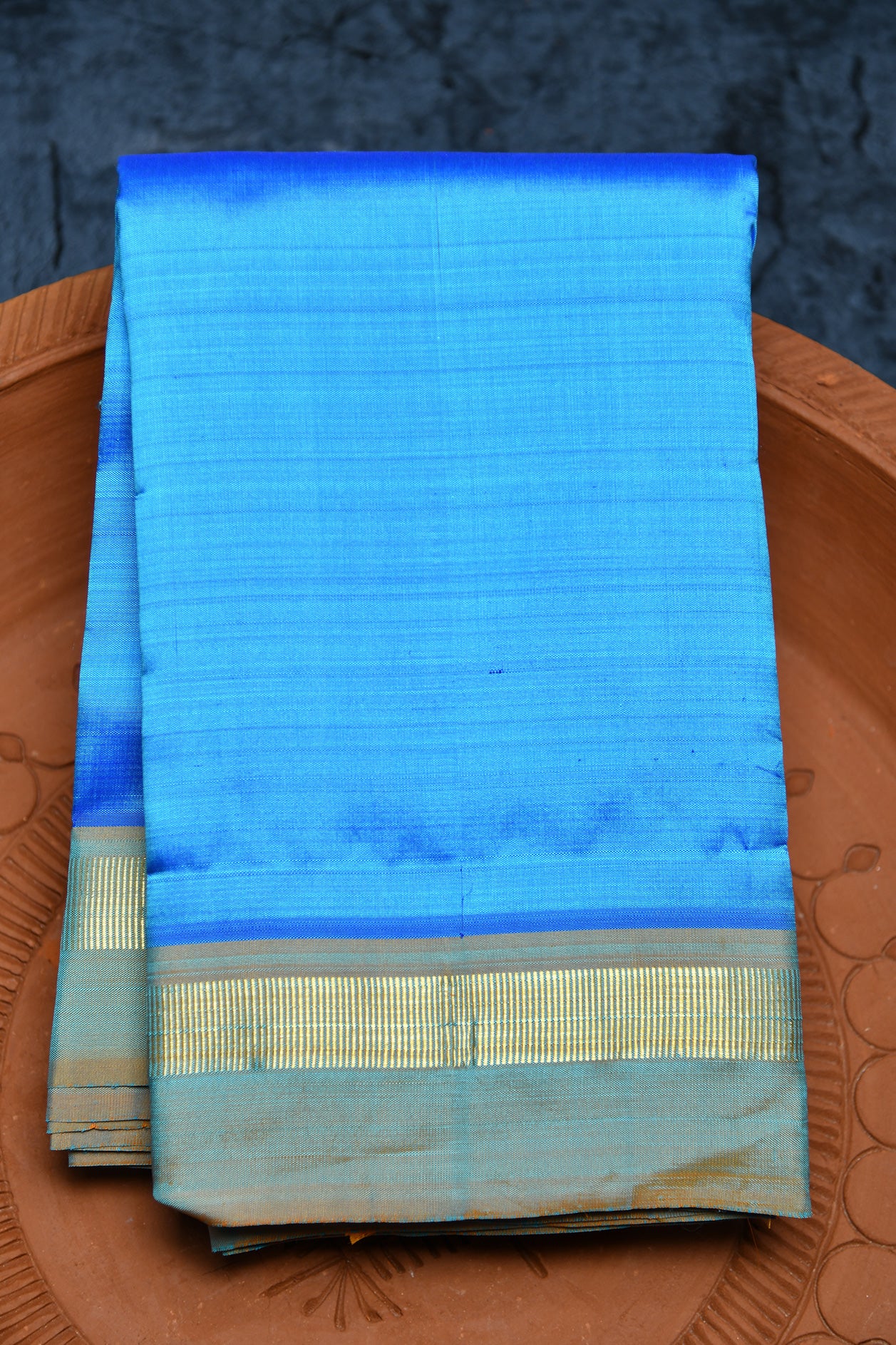  Plain Sky Blue Kanchipuram Silk Saree 