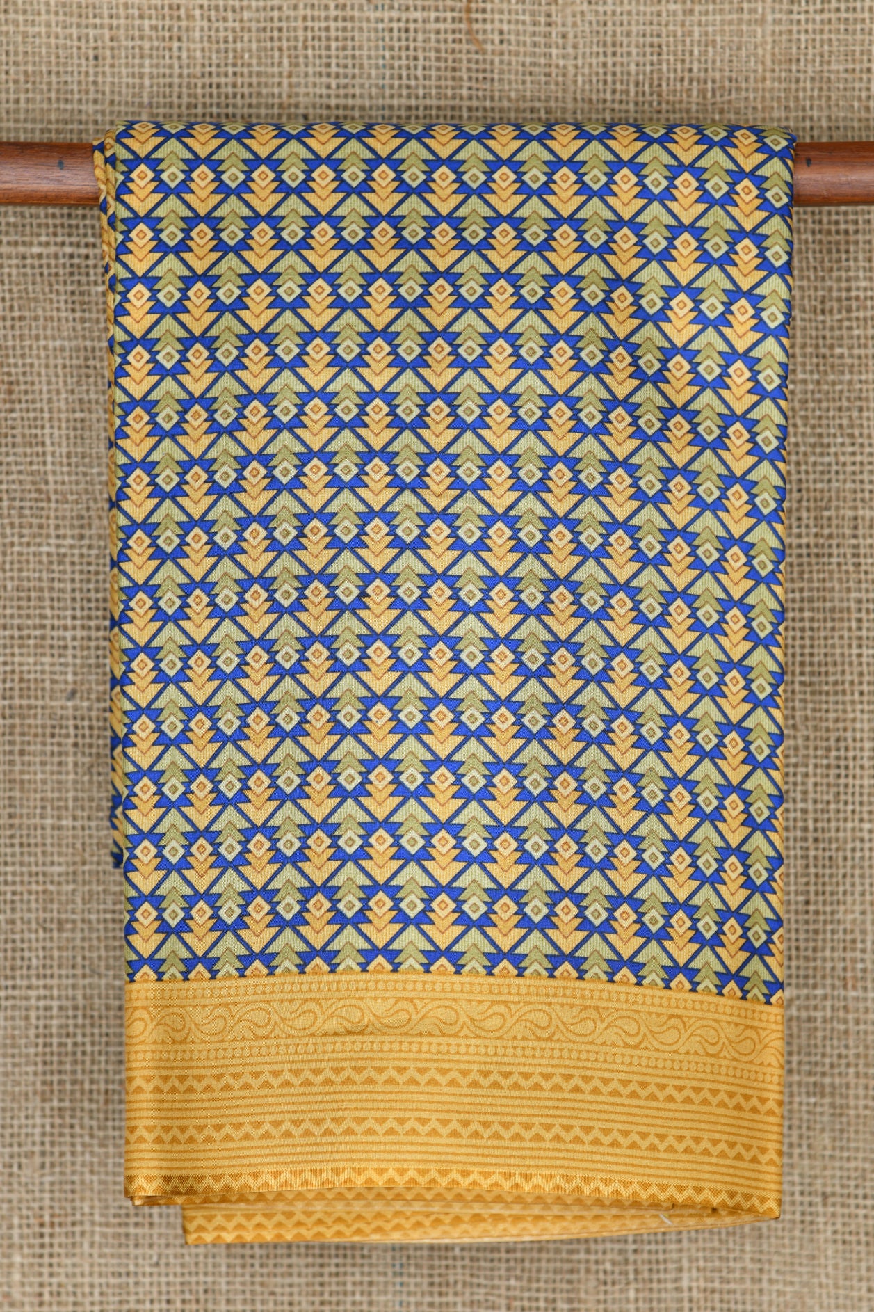  Allover Pattern Blue Printed Silk Saree 