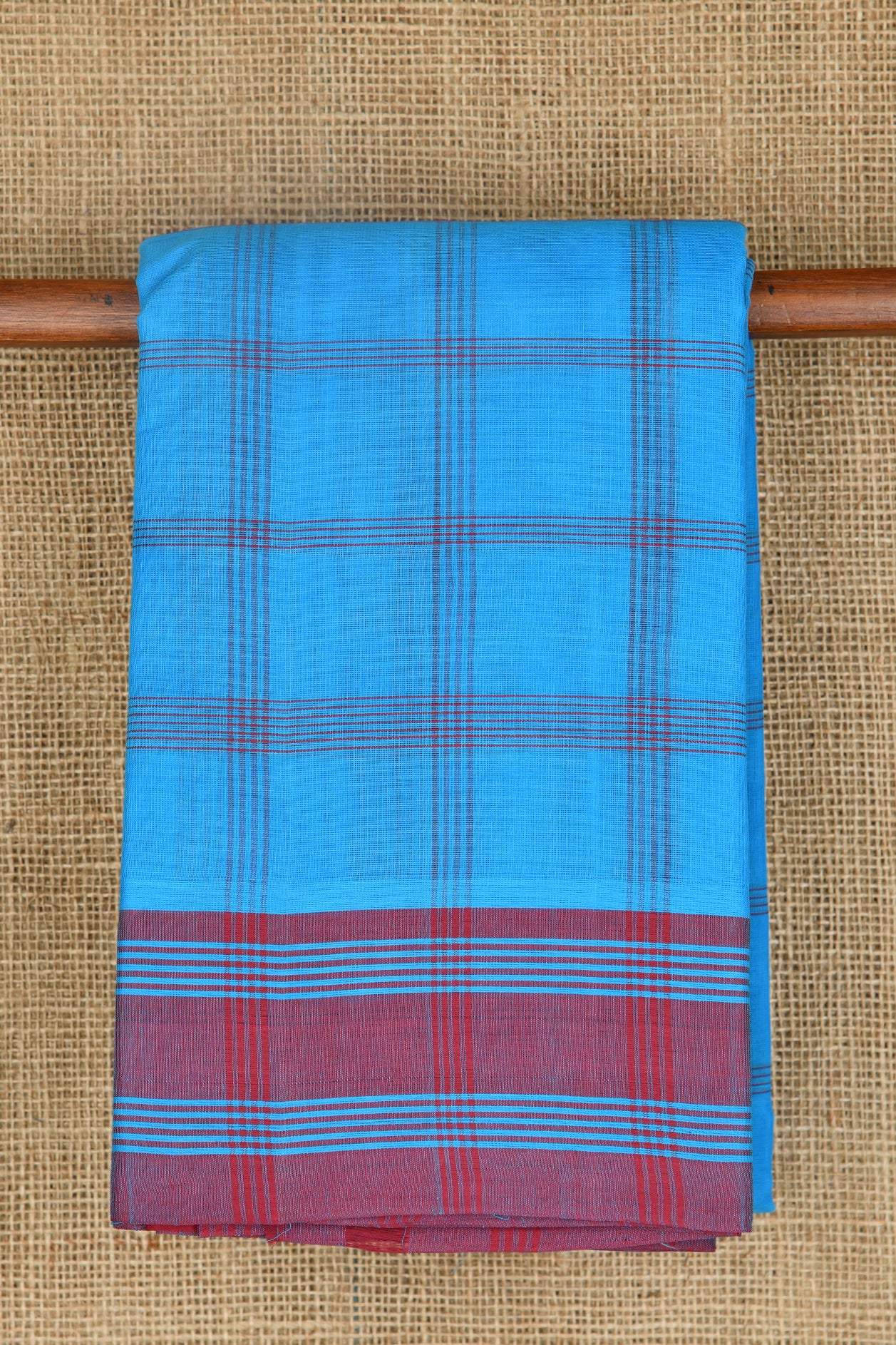  Checked Sky Blue Kanchi Cotton Saree 