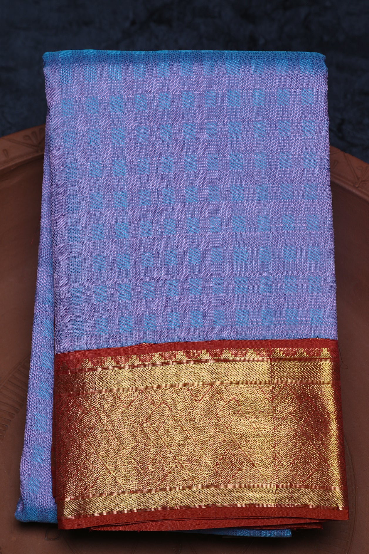  Checked Design Lavender Kanchipuram Silk Saree 