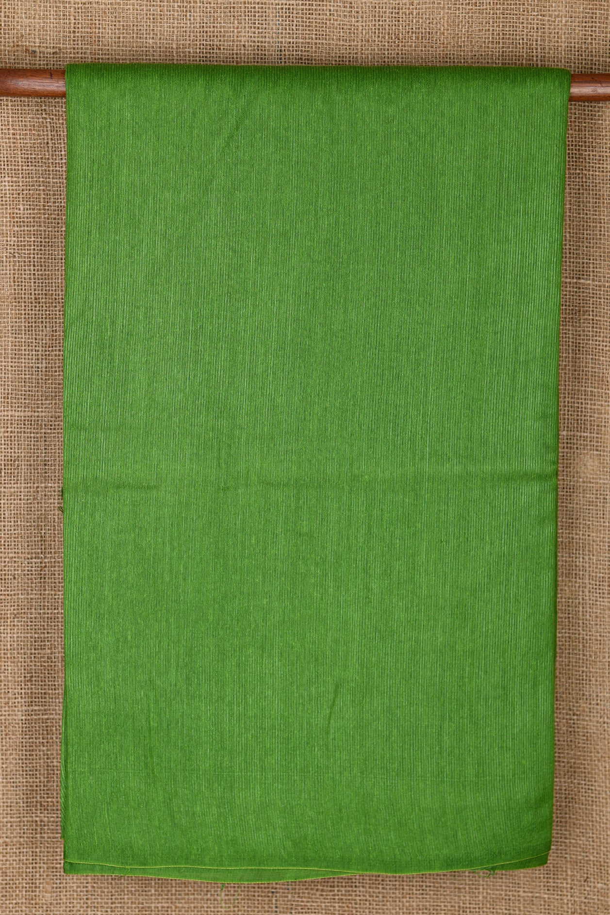  Leaf Green Plain Linen Cotton Saree 