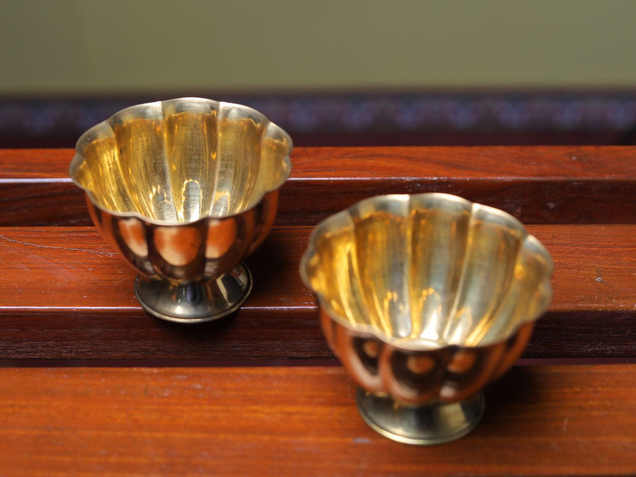  Set Of 2 Traditional Brass Sandal Bowl 