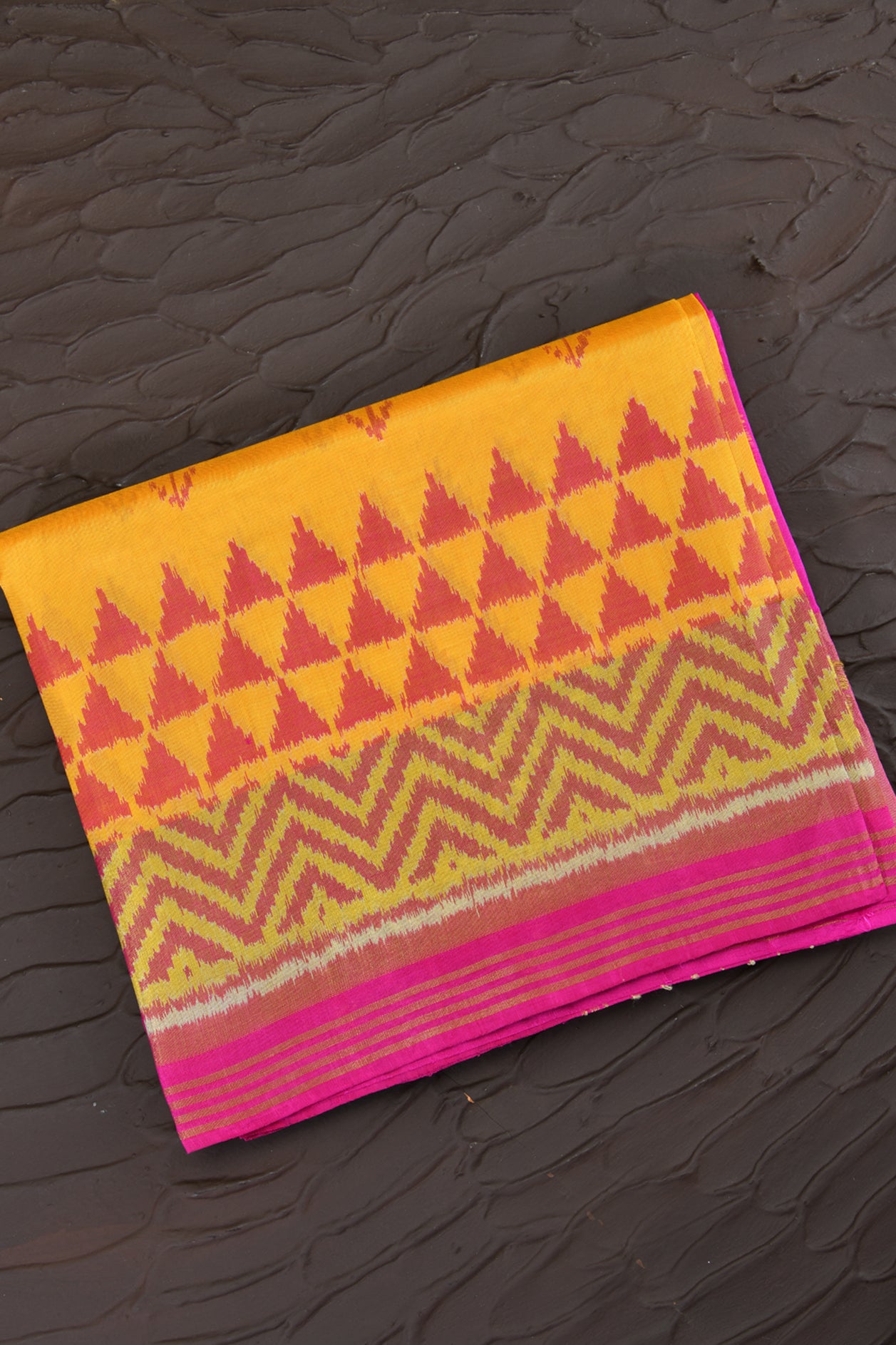  Buttis And Chevron Design Mango Yellow Patola Silk Saree 