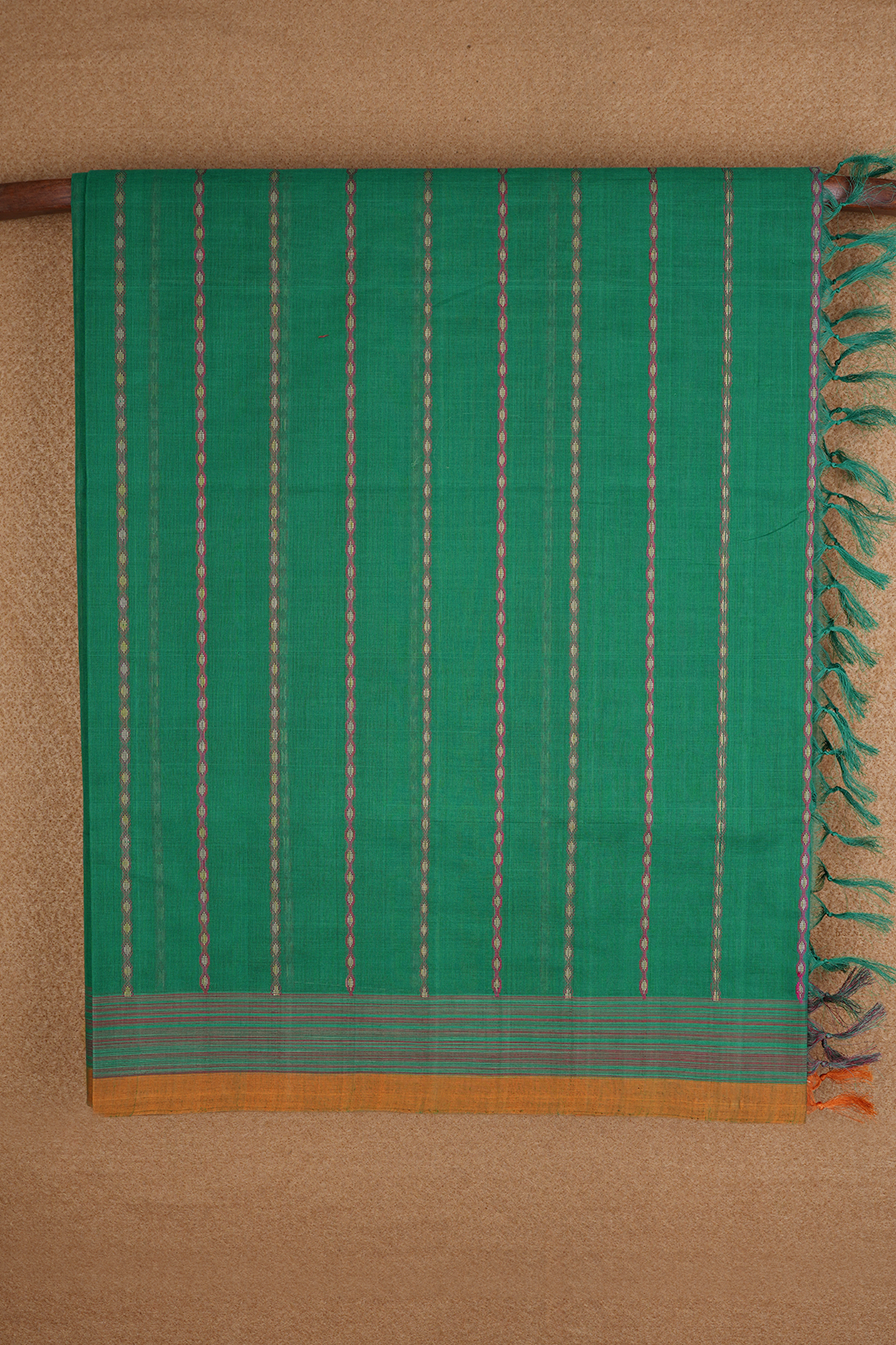  Stripes Design Emerald Green Coimbatore Cotton Saree 