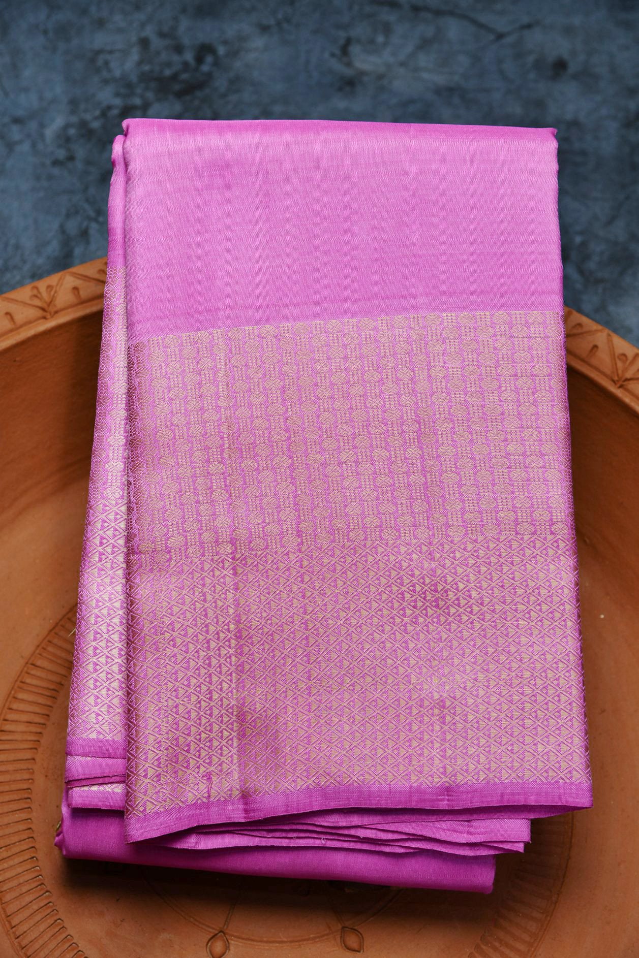  Mayilkan Border Rose Pink Kanchipuram Silk Saree 