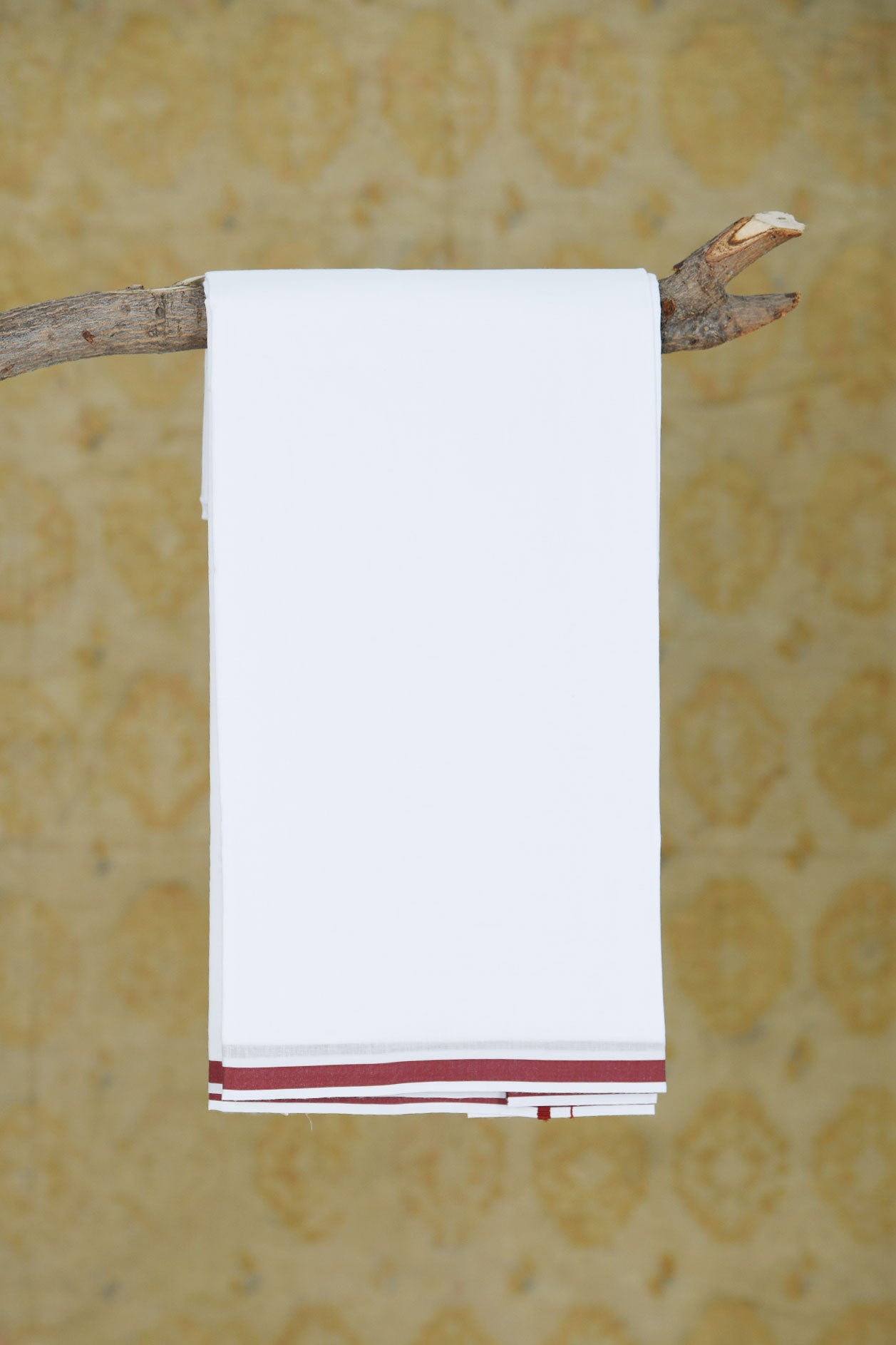  Small Contrast Border In Plain White Cotton Dhoti 