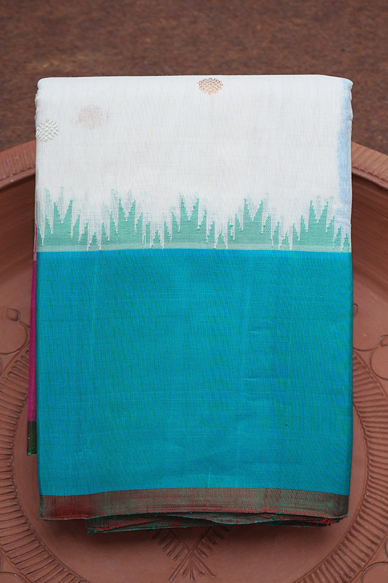  Ganga Jamuna Border Egg White Gadwal Silk Cotton Saree 