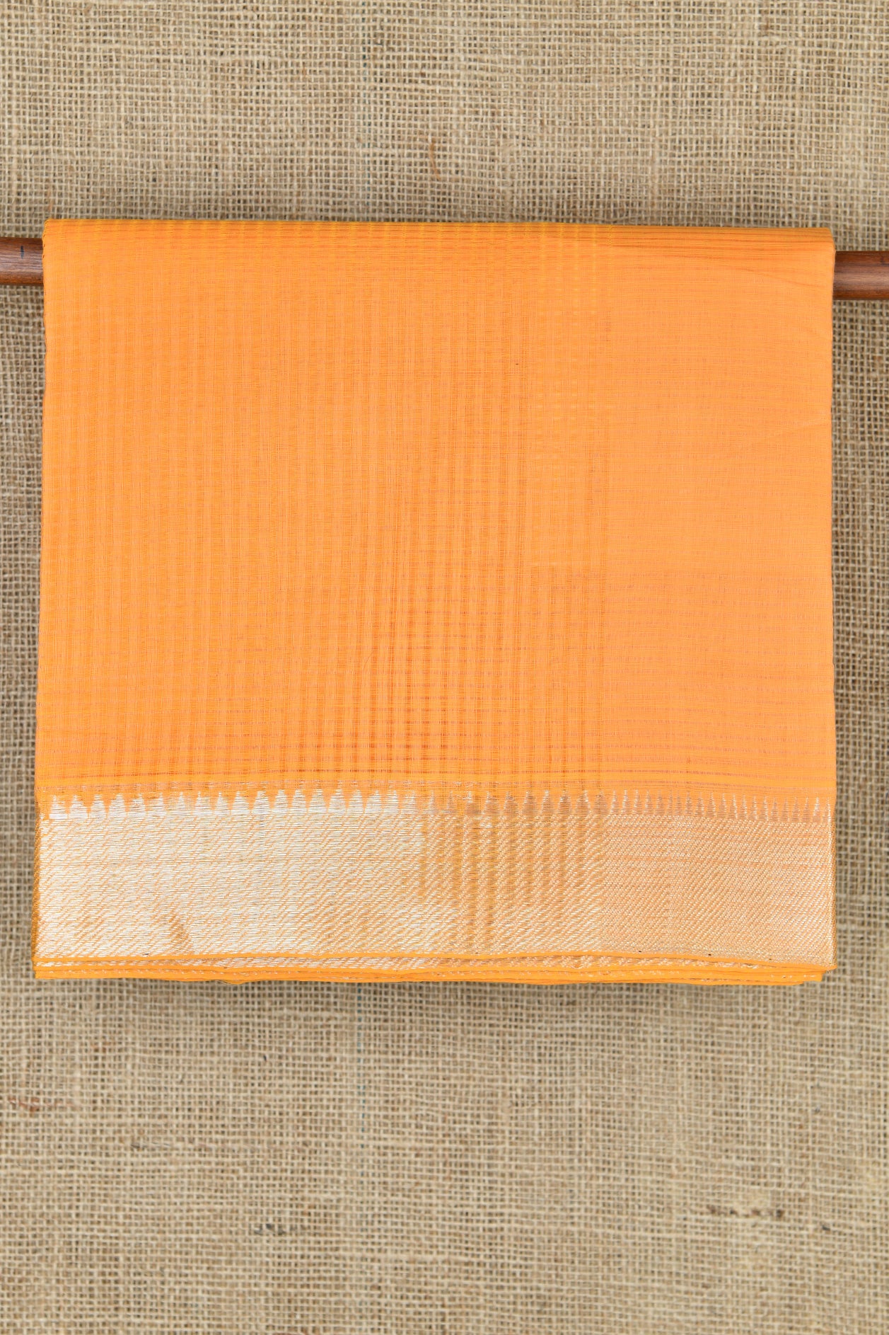  Temple Border Checked Design Fanta Orange Mangalagiri Cotton Saree 