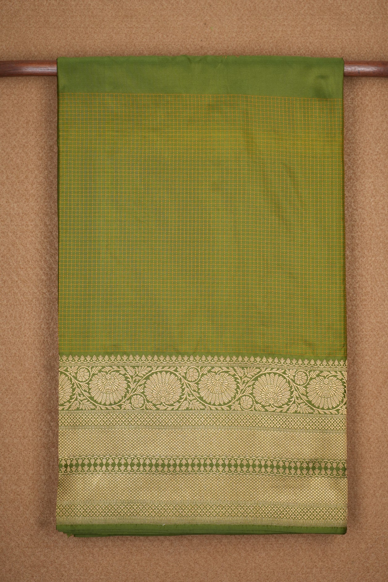  Floral Design Fern Green Banarasi Silk Saree 