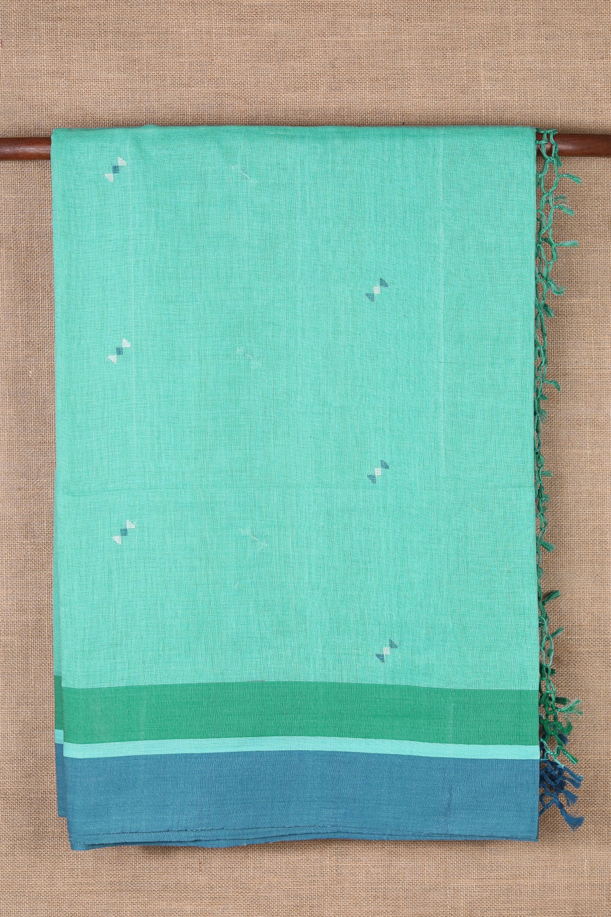  Jamdhani Buttis Sea Green Bengal Cotton Saree 